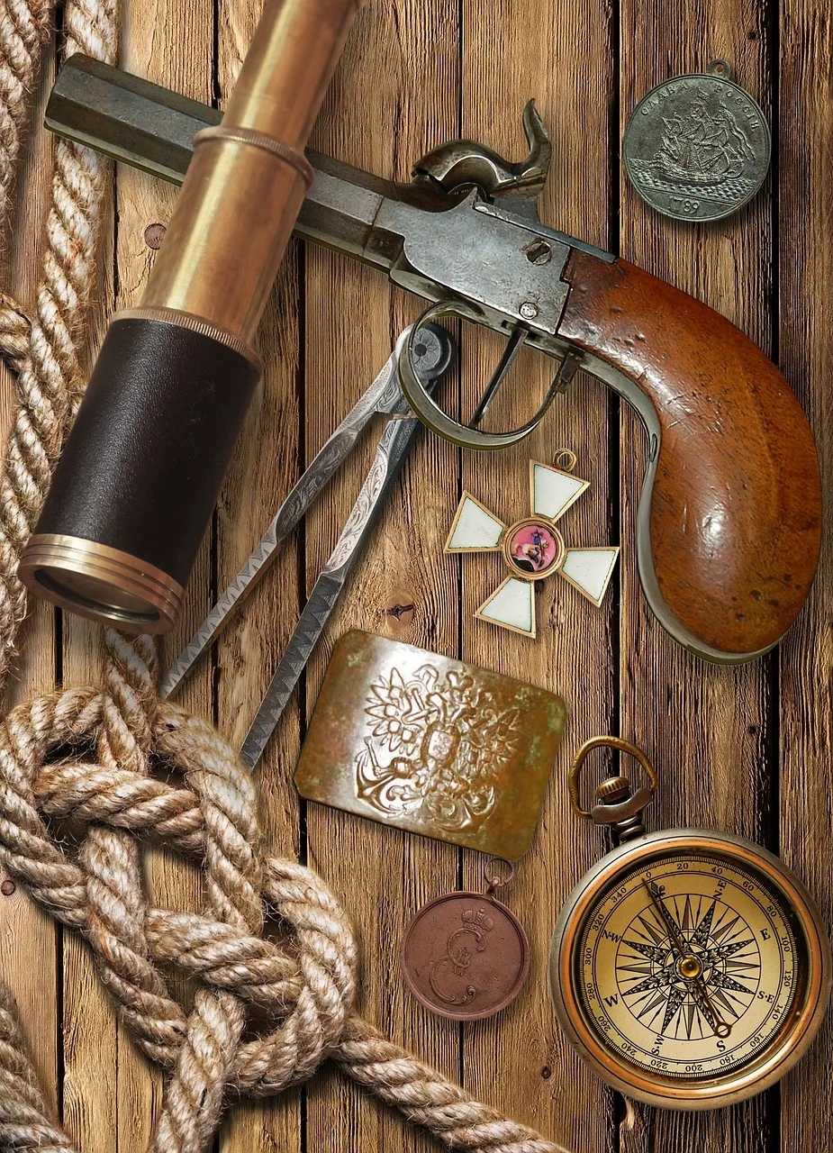 18. yüzyıl denizci temalı flintlock tabanca fotoğrafı