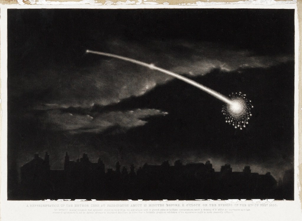 1886 Antik Meteor ve Kuyruklu Yıldız Gözlemi Tarihsel Astronomi İllüstrasyonu