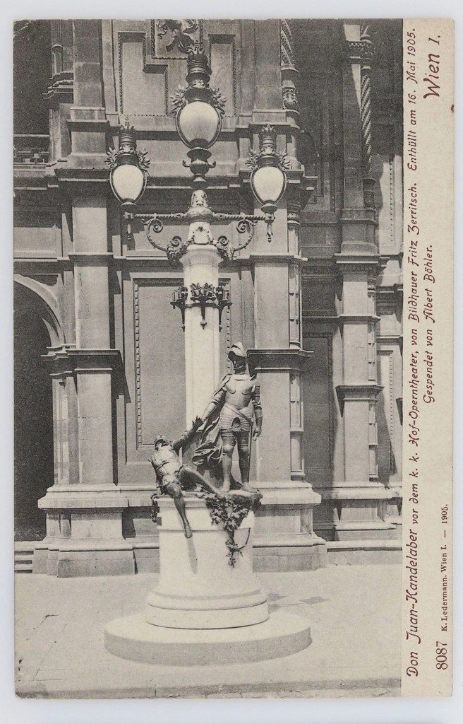 1905 tarihli viyana hof operası önündeki don juan heykeli kartpostalı