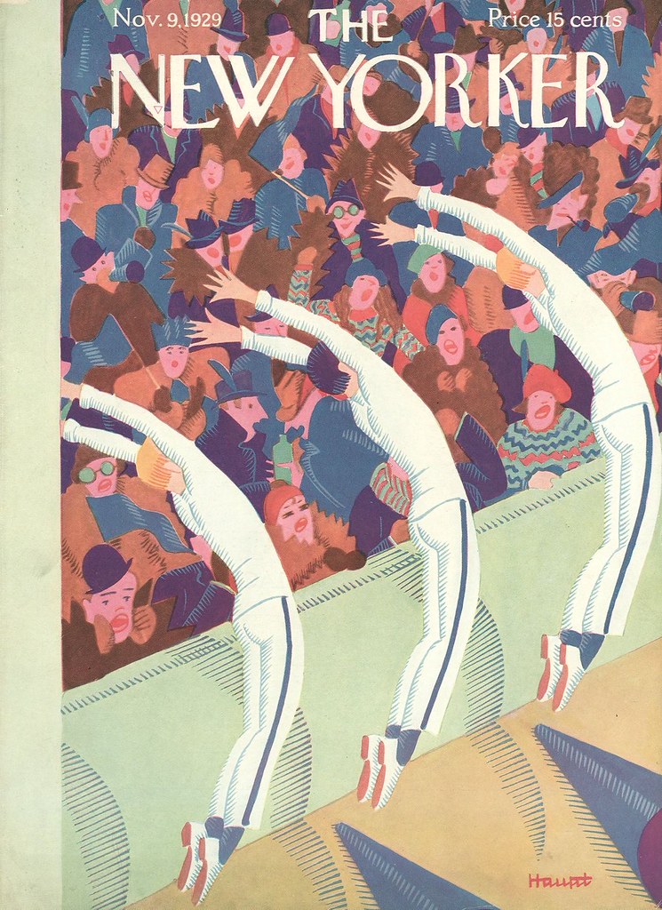1929 The New Yorker Kapağı: Futbol Tribünlerinde Cheerleaderlar ve Retro Seyirci