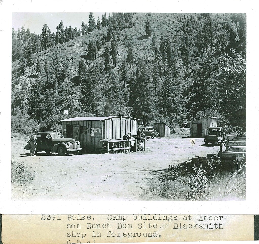 1941 Yılında Anderson Ranch Baraj Kampı ve Demirci Atölyesi Tarihi Fotoğraf