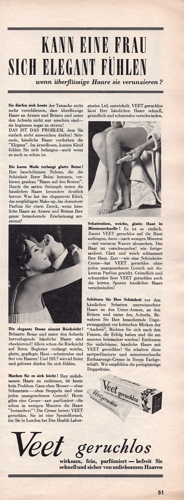 1950'lerden Veet Tüy Dökücü Krem Reklamı ve Dönemin Kadın Güzellik Algısı
