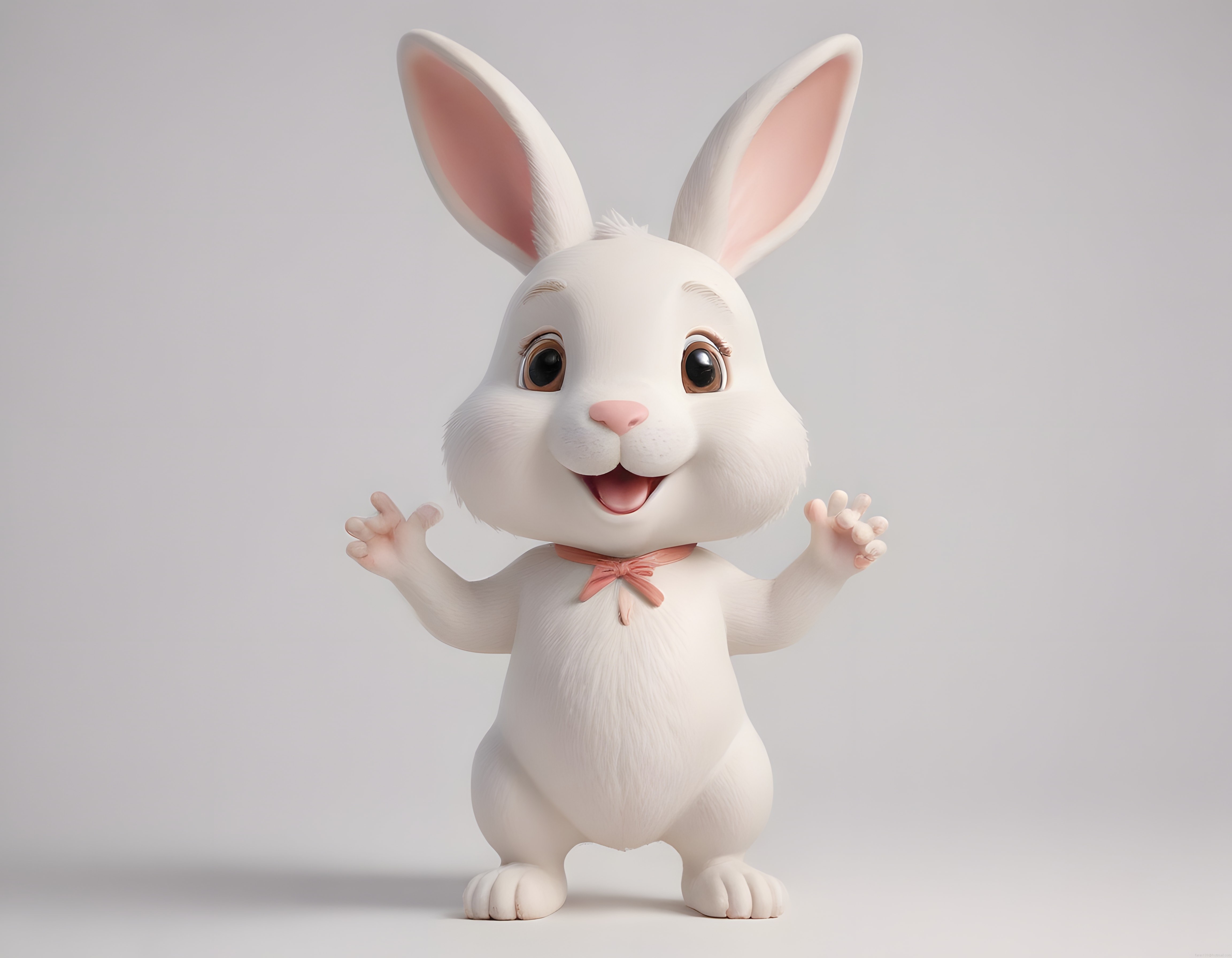 3D Animasyon: Neşeli Beyaz Tavşan Karakteri ve Sevimli Çizgi Film Figürü