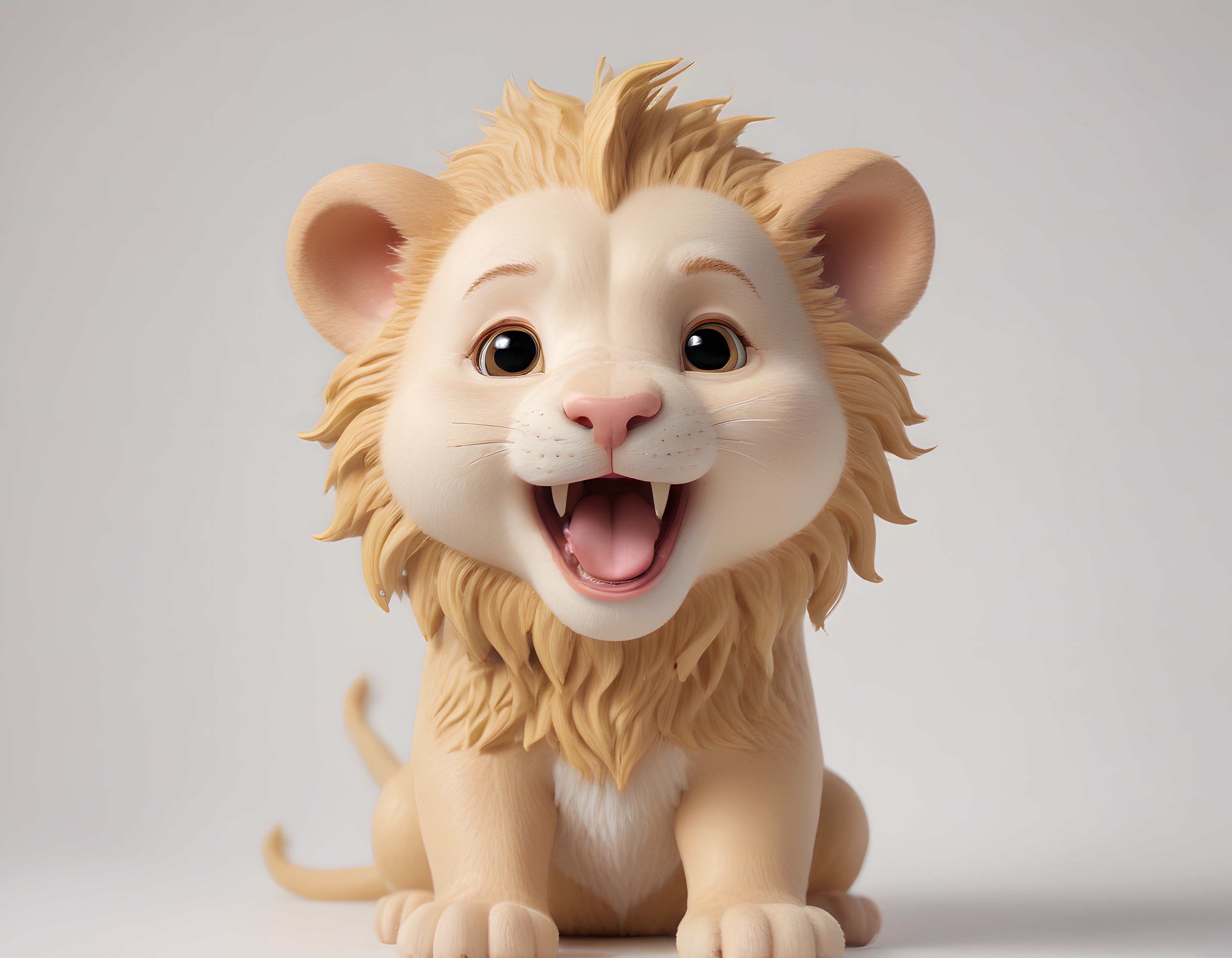 3D Animasyon: Sevimli Aslan Yavrusu, Büyük Gözlü Pelüş Oyuncak Tasarımı