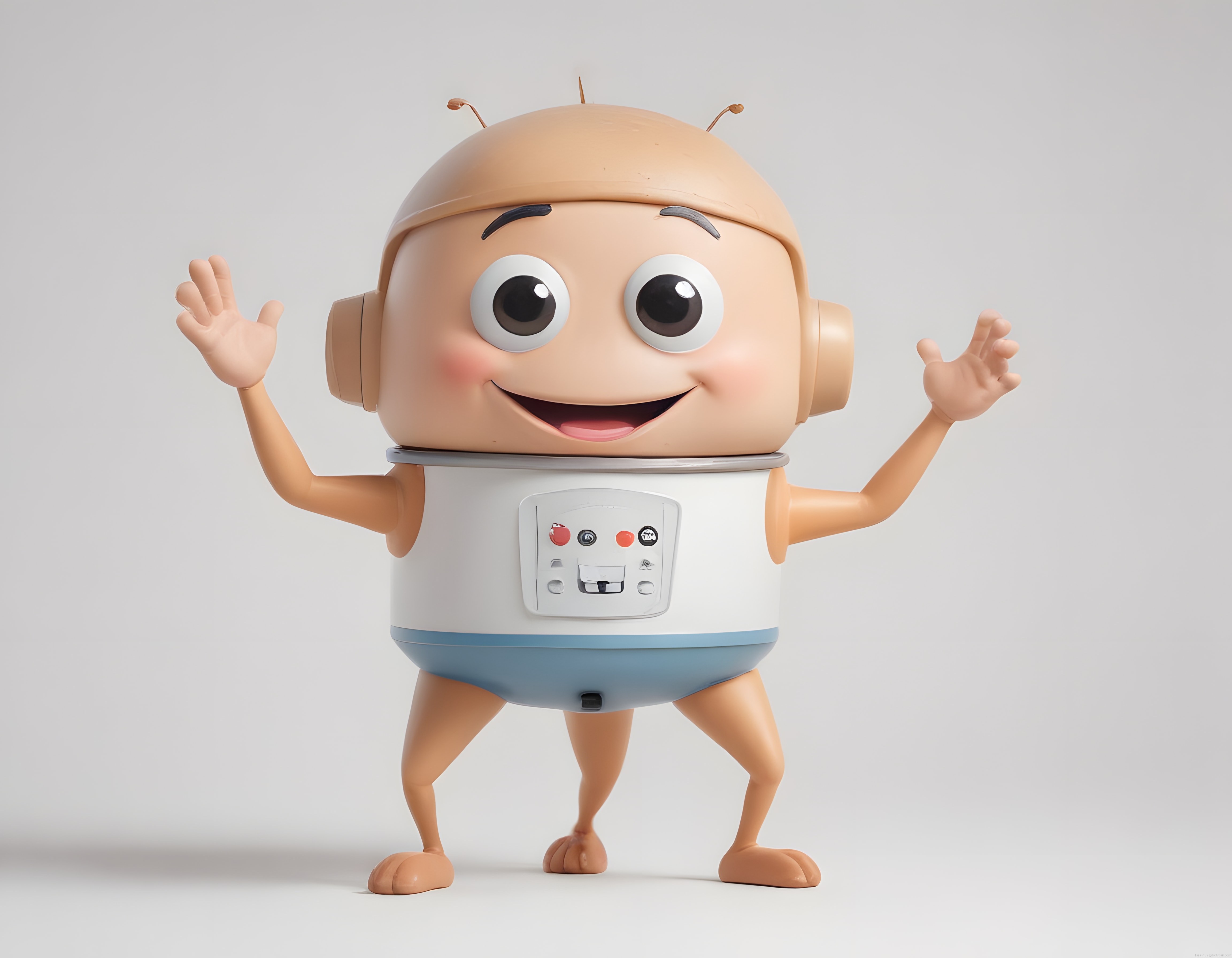 3D Animasyon Sevimli Robot Karakteri: İnsansı Yüz İfadesi ve Neşeli Tasarım