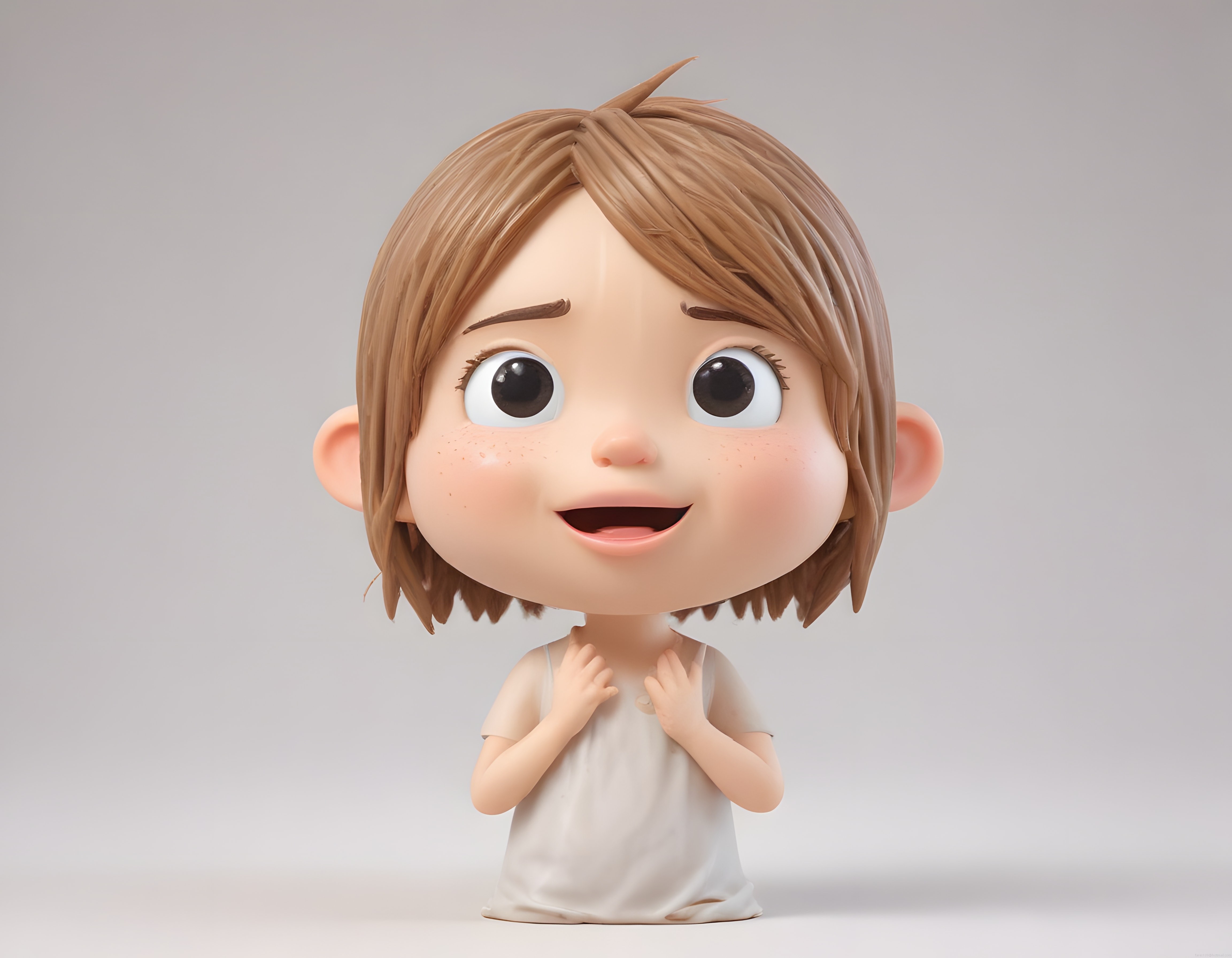 3D Animasyon Stili Sevimli Çocuk Karakteri ve Masum Dijital İllüstrasyon