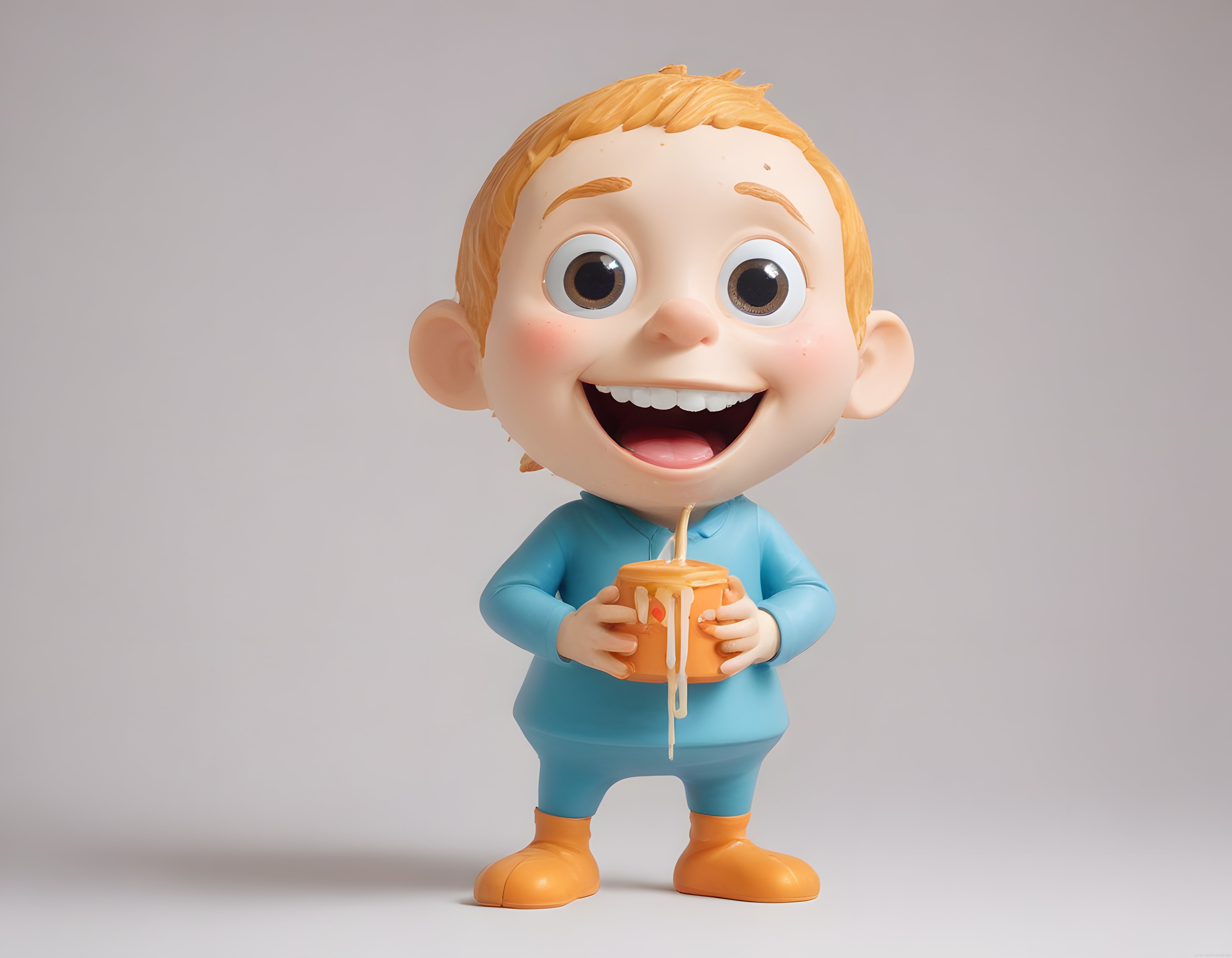 3D Animasyon Stilinde Bal Kavanozu Tutan Sevimli Sarışın Bebek Karakteri