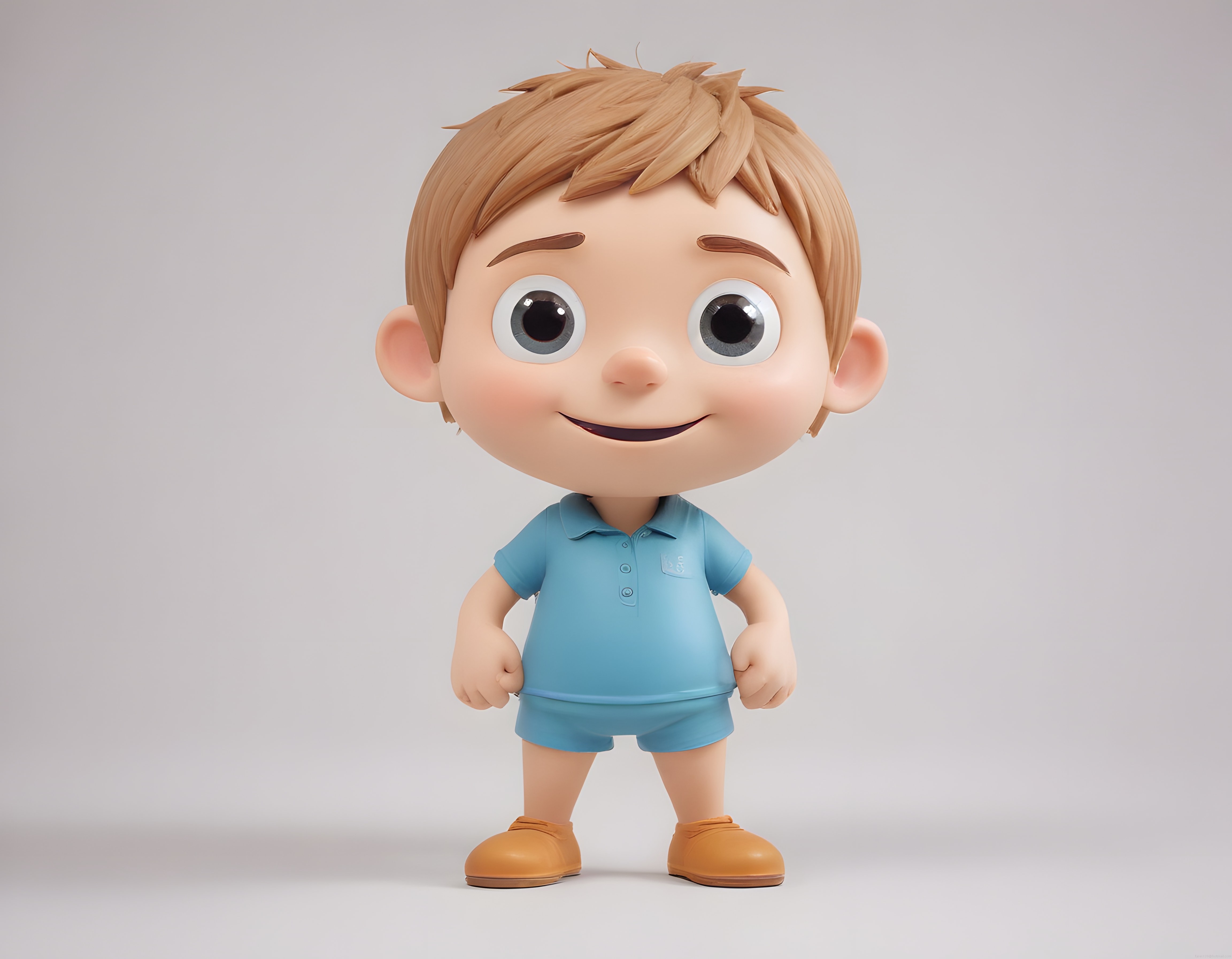 3D Animasyon Tarzı Sevimli Sarışın Erkek Çocuk Karakter Tasarımı
