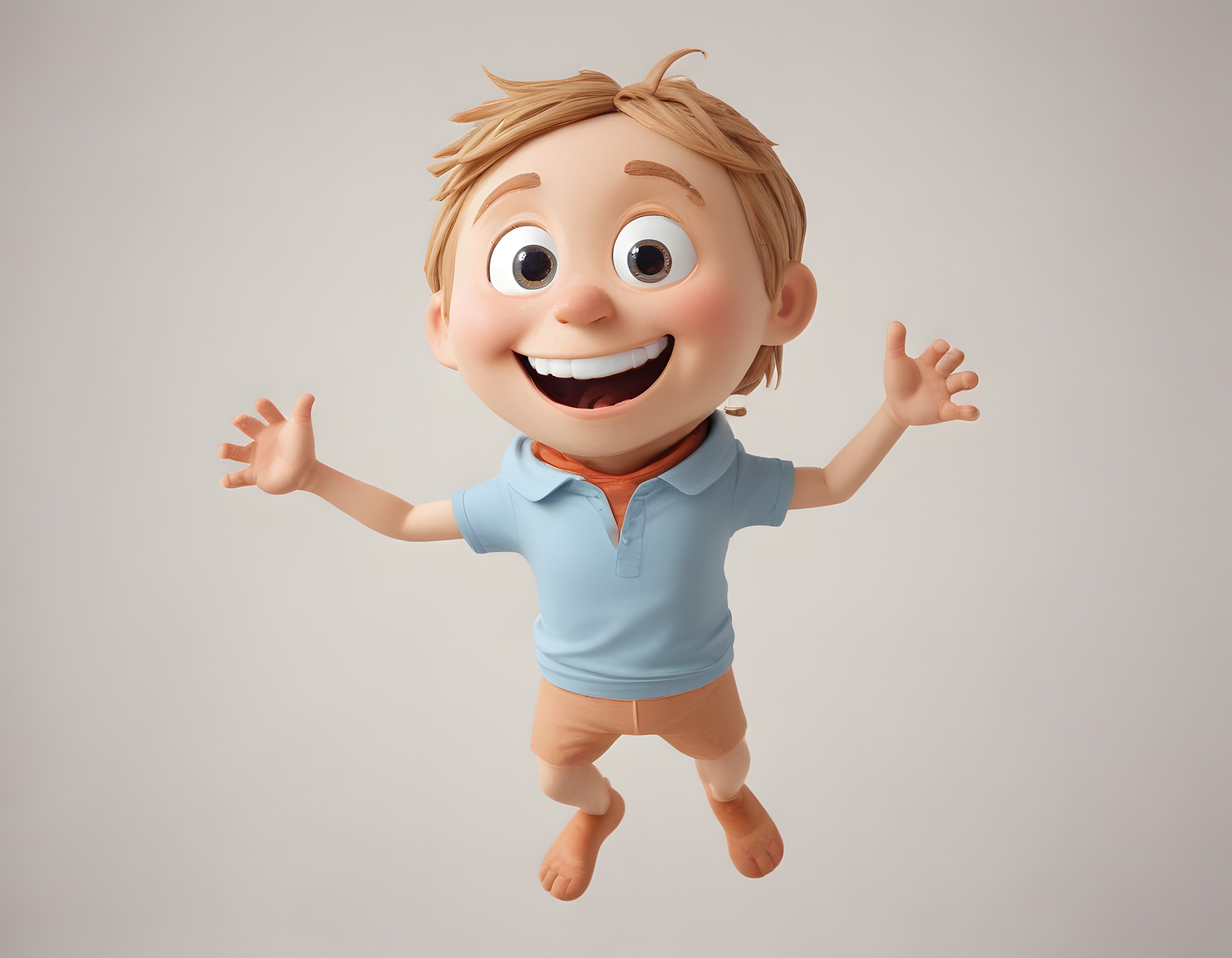 3D Animasyon Tarzında Neşeli ve Sevimli Çocuk Karakteri Dijital İllüstrasyon