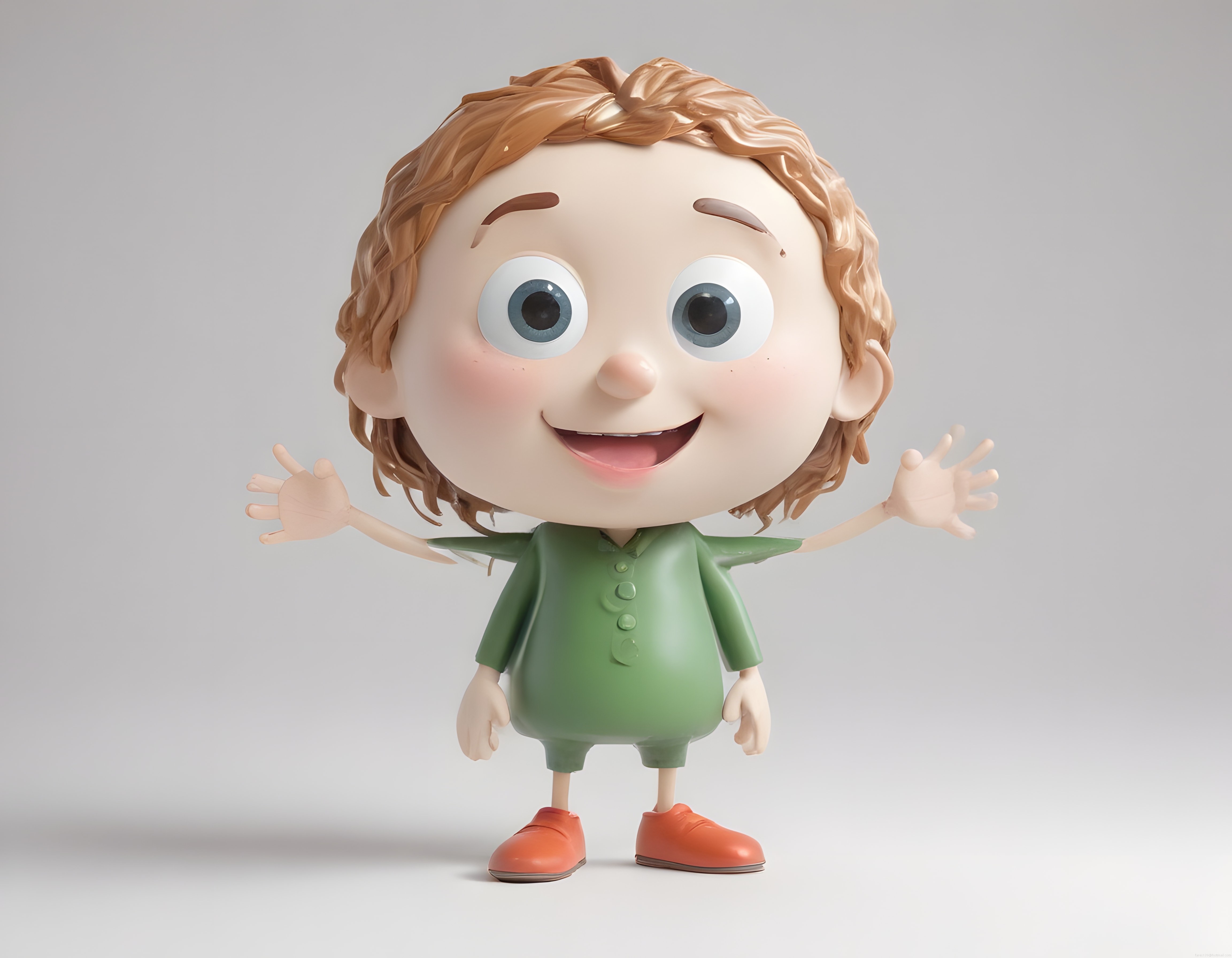 3D Animasyon Tekniğiyle Sevimli Büyük Kafalı Erkek Çocuk Karakteri