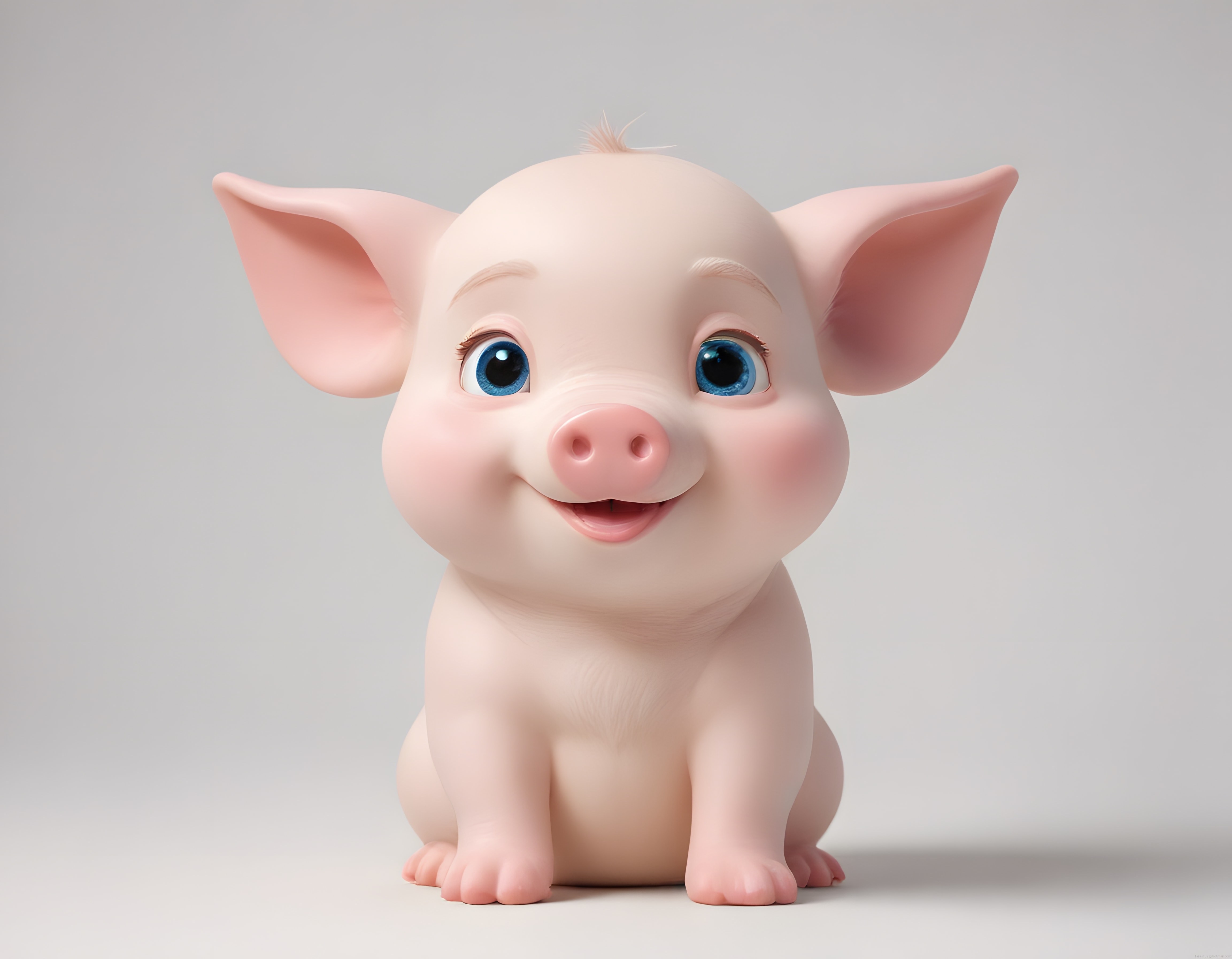3D Animasyonla Yaratılmış Sevimli Pembe Domuz Yavrusu Karakteri