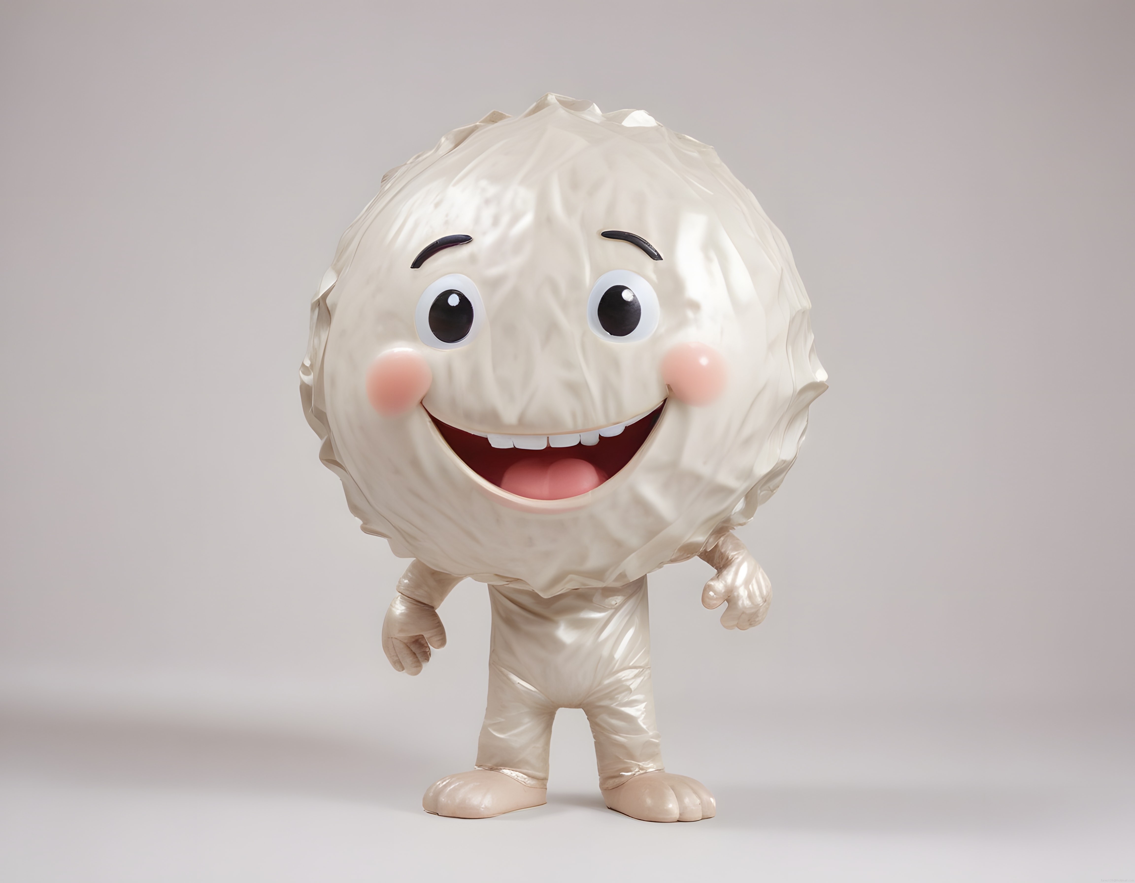 3D Render Sevimli Buruşuk Beyaz Karakter: Masalsı Dijital Maskot Tasarımı
