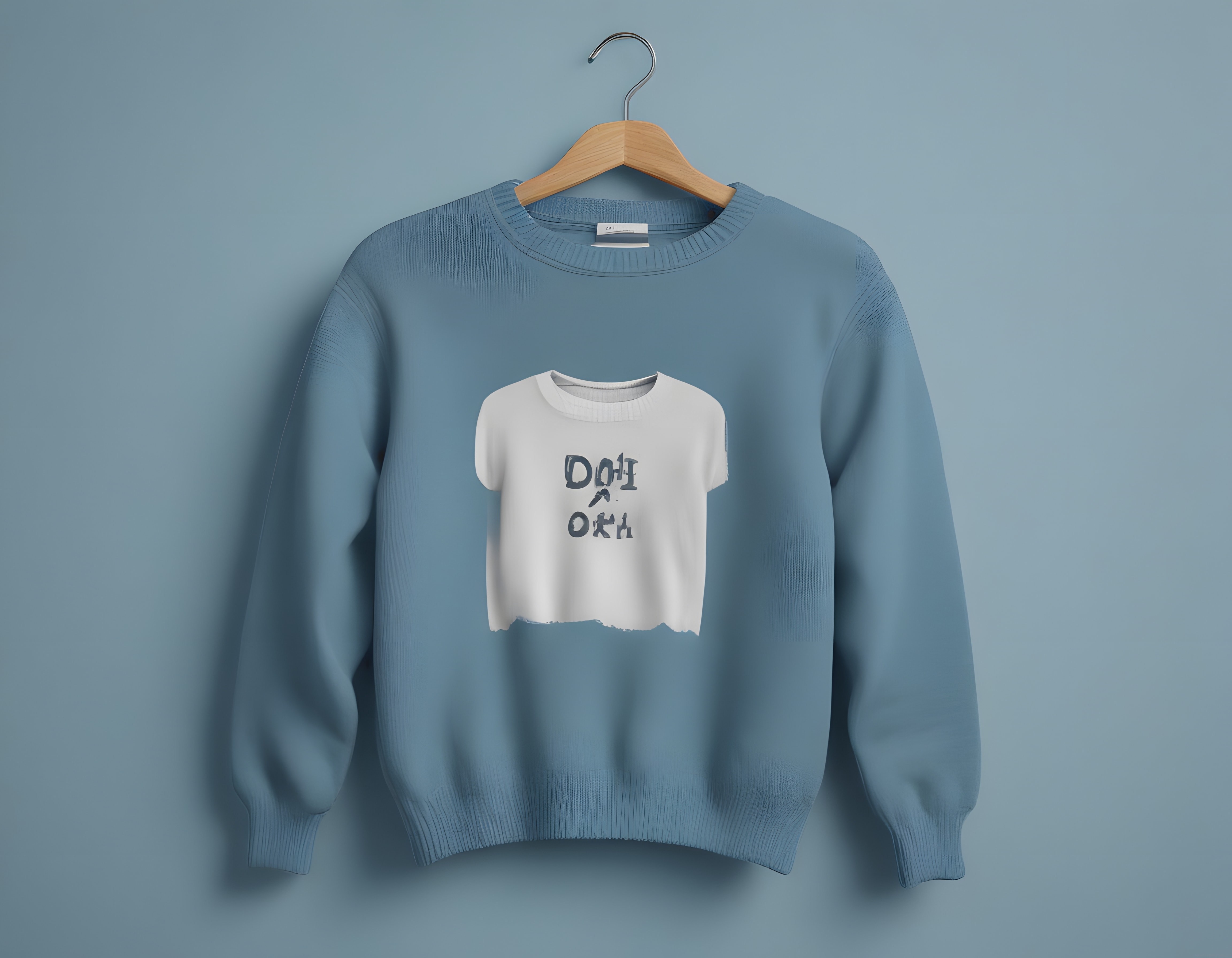 Açık Mavi Sweatshirt ve Üzerindeki Beyaz Baskılı Minimal Kazak Deseni