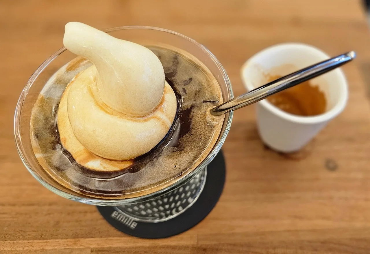 Affogato kahve espresso dondurma ile soğuk içecek