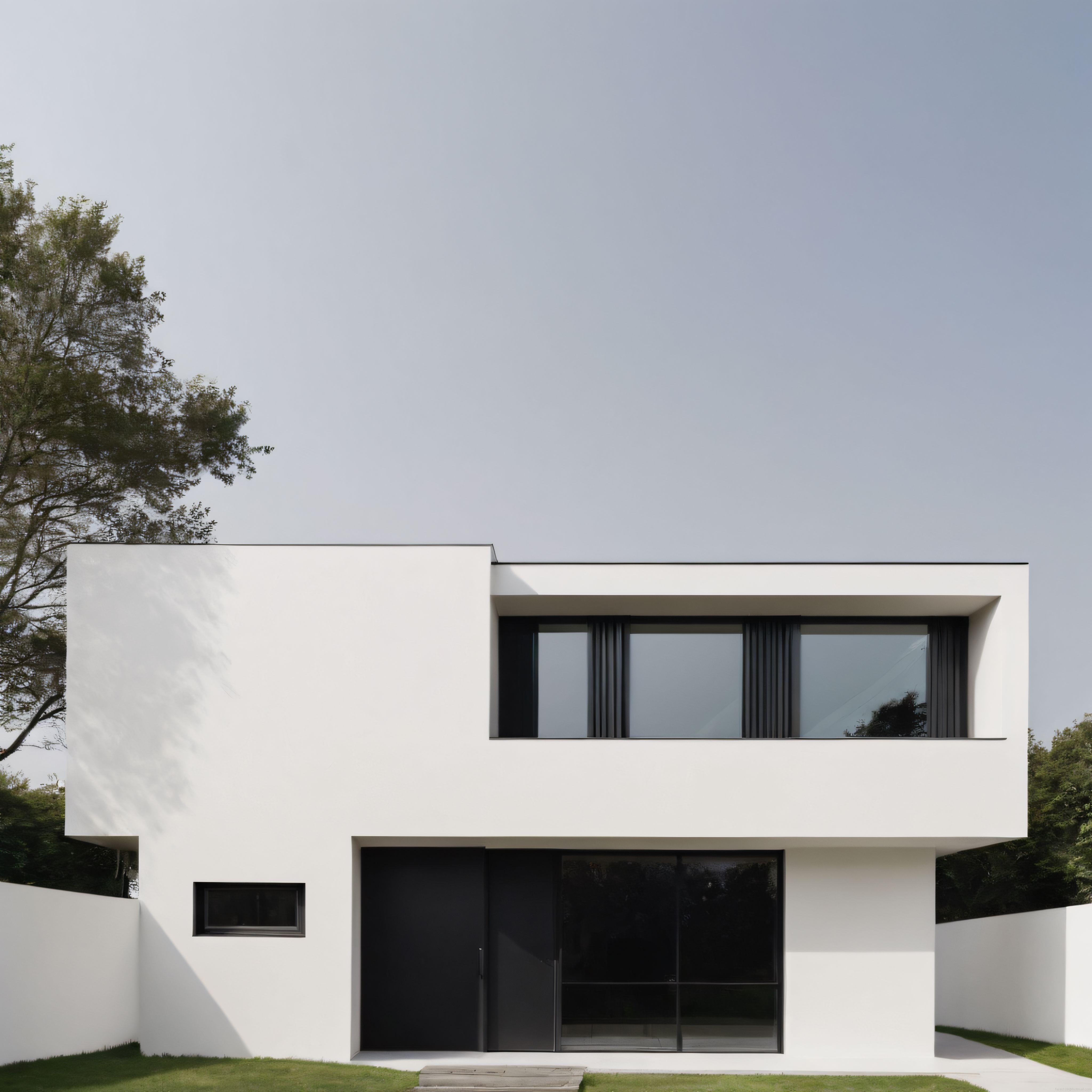 Ağaçların Arasında Siyah Beyaz Kontrastıyla Tasarlanmış Modern Minimalist Villa