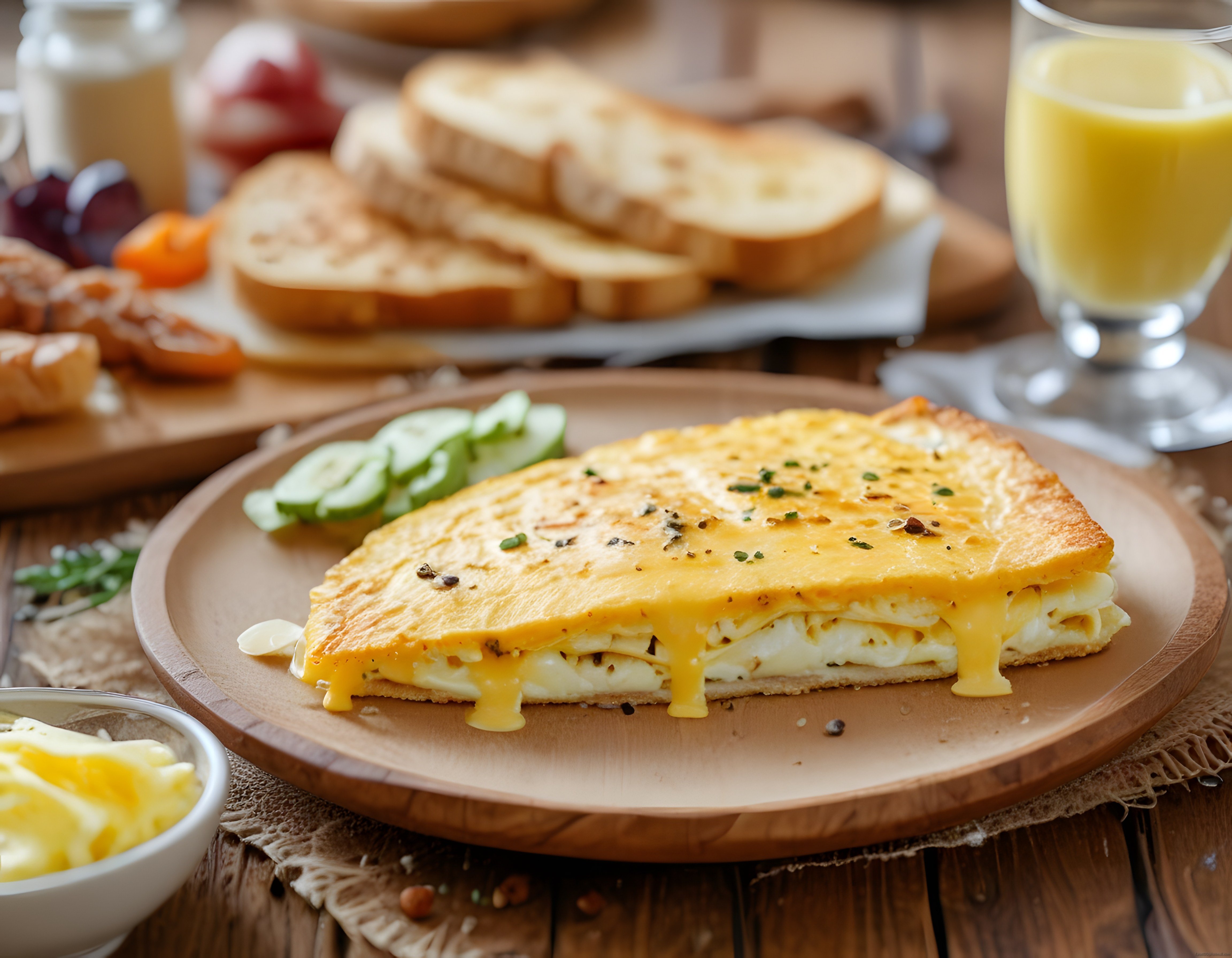 Ağız Tadına Layık Kahvaltı Sofrası: Peynirli Omlet ve Taze Portakal Suyu