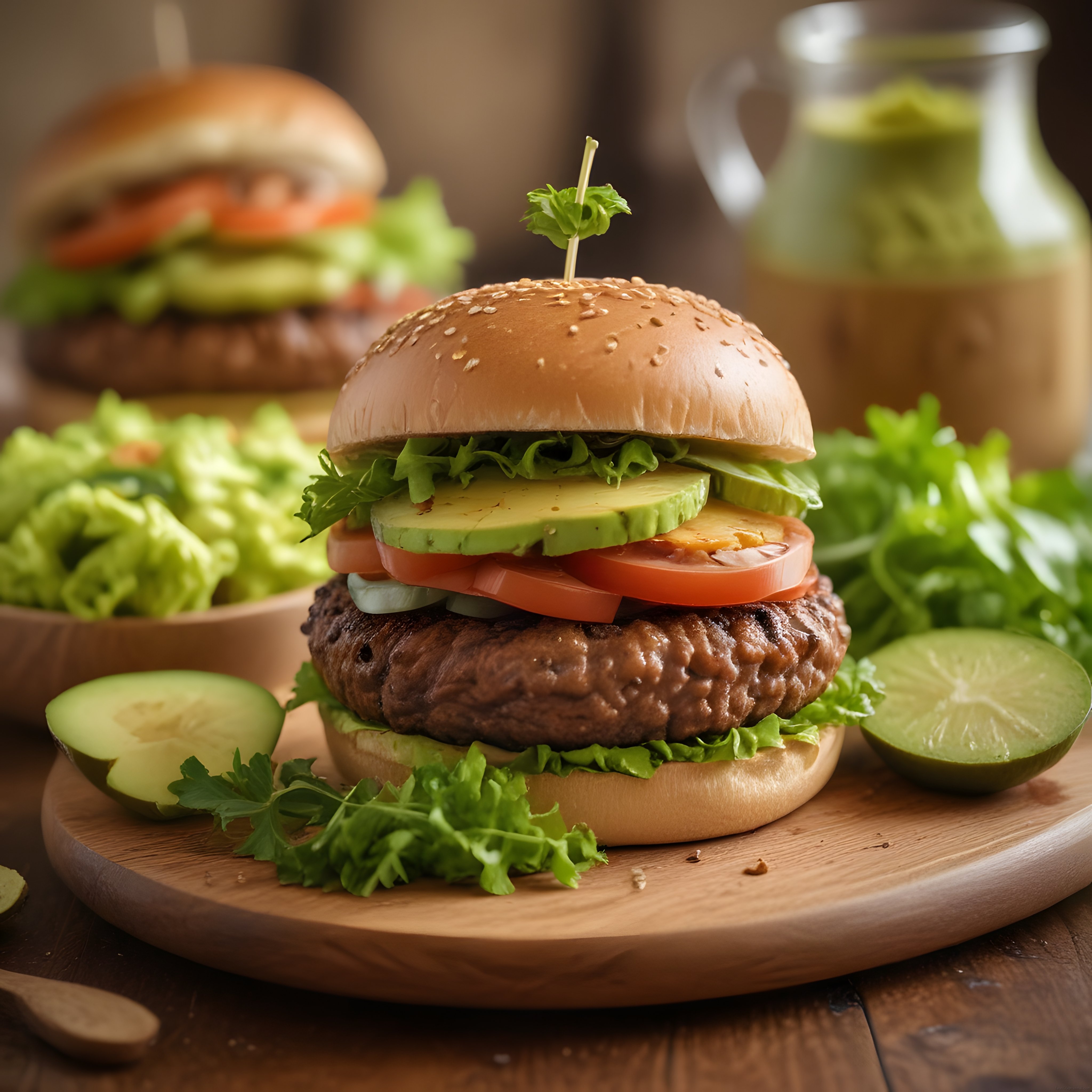 Ağızda Dağılan Dana Burger: Taze Avokadolu Domatesli Nefis Hamburger