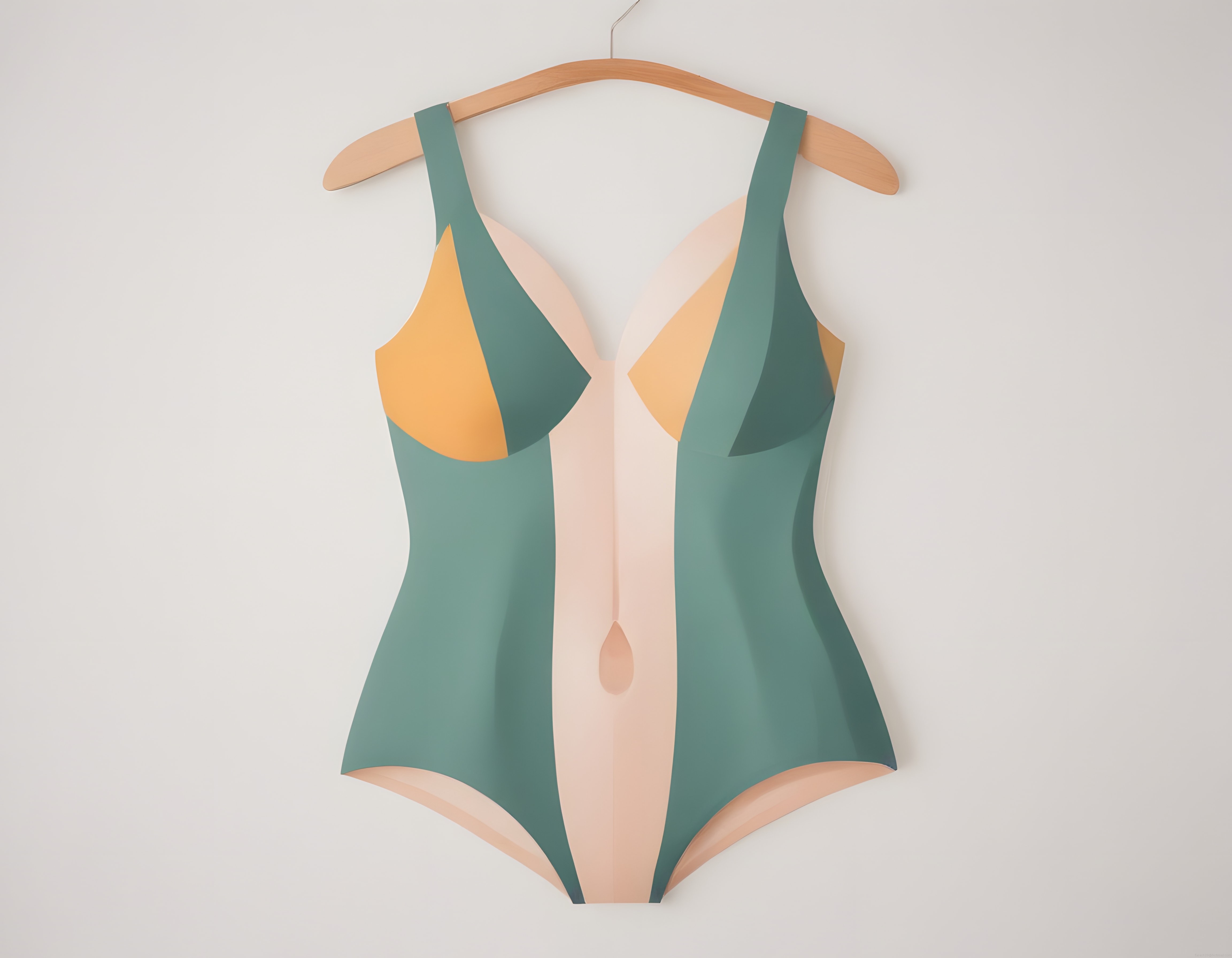 Ahşap askıda asılı, geometrik kesimli pastel retro kağıt mayo sanatı