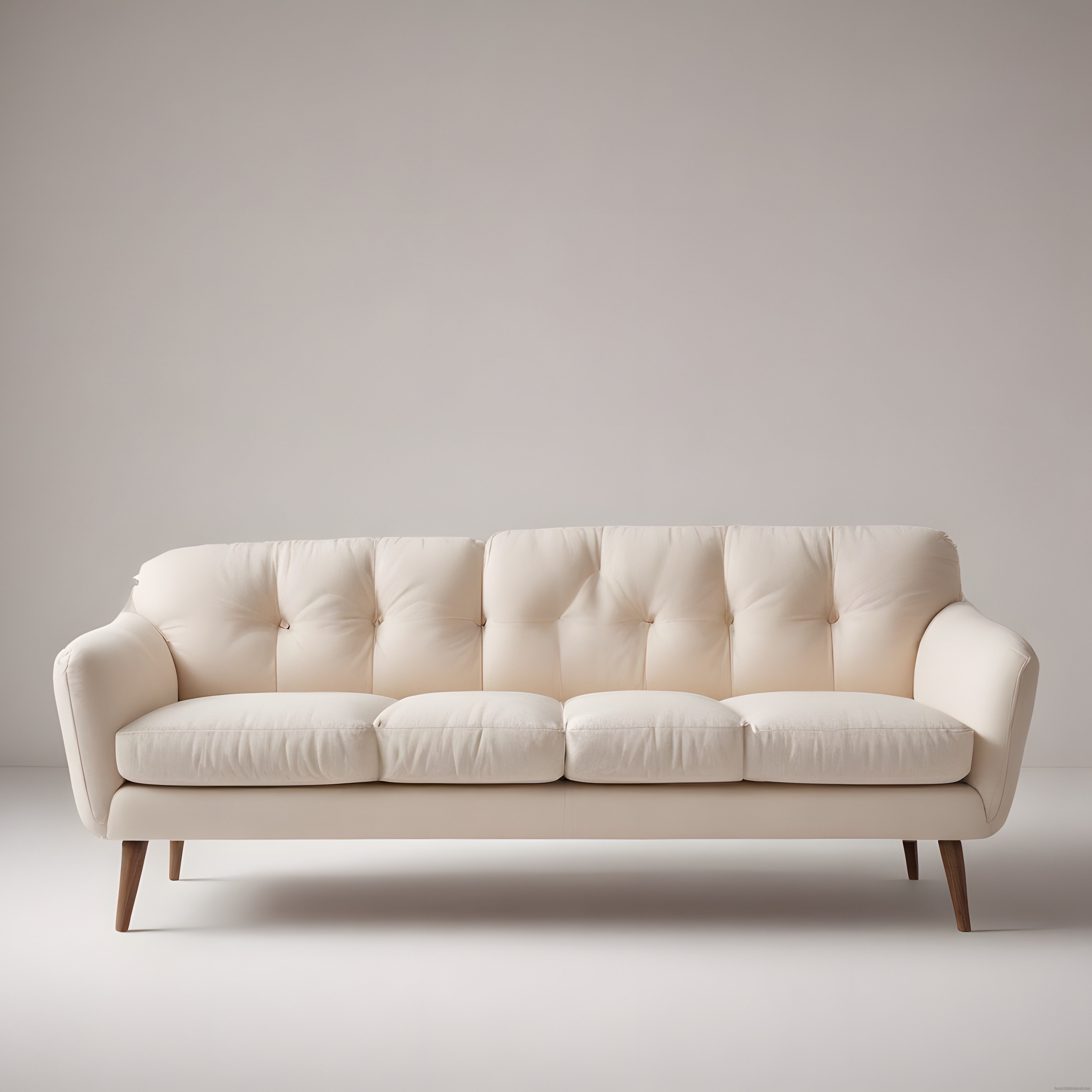 Ahşap Ayaklı Krem Rengi Modern Üçlü Koltuk ve Minimalist Tasarım