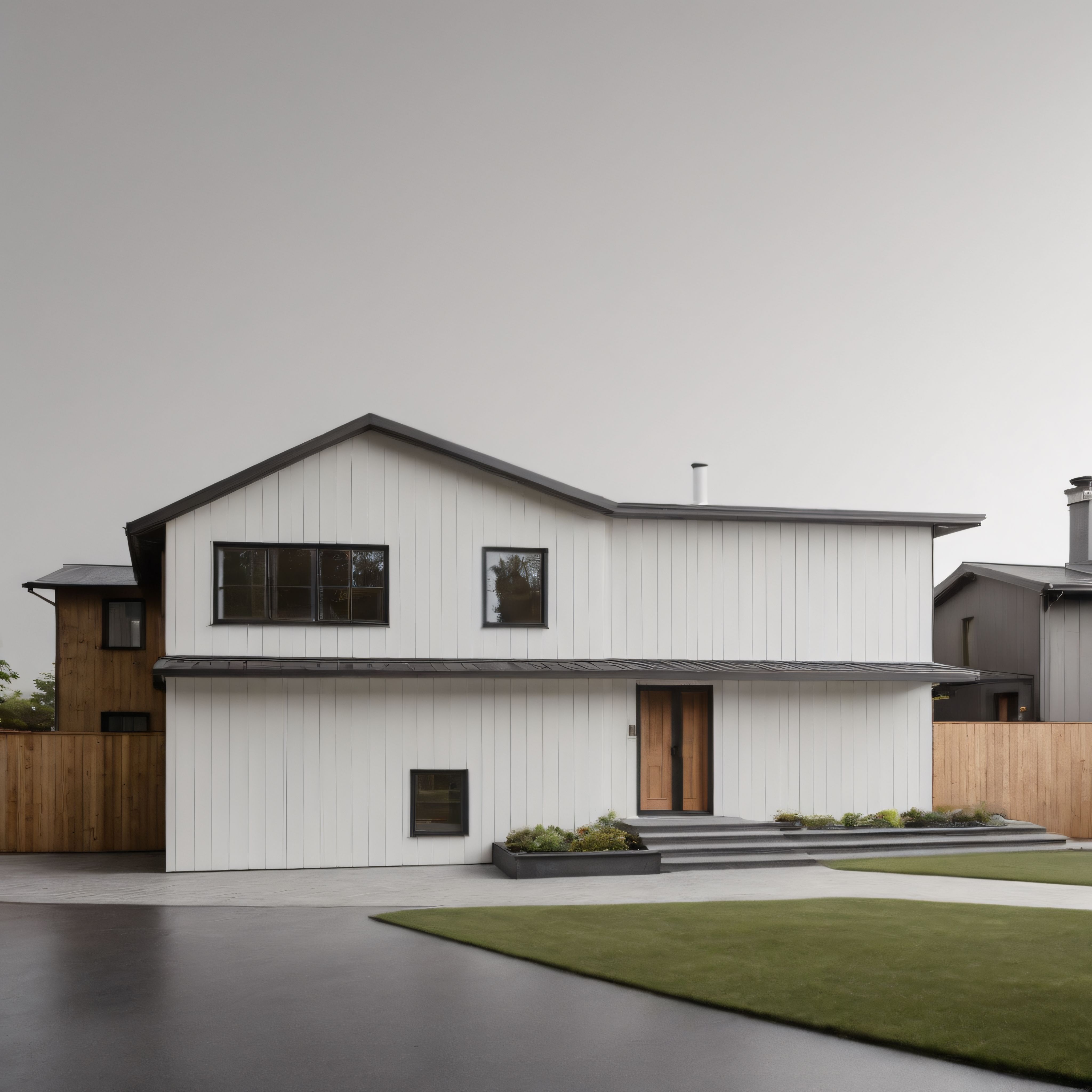 Ahşap Detaylar ve Beyaz Cepheyle Modern Minimalist Müstakil Ev Tasarımı