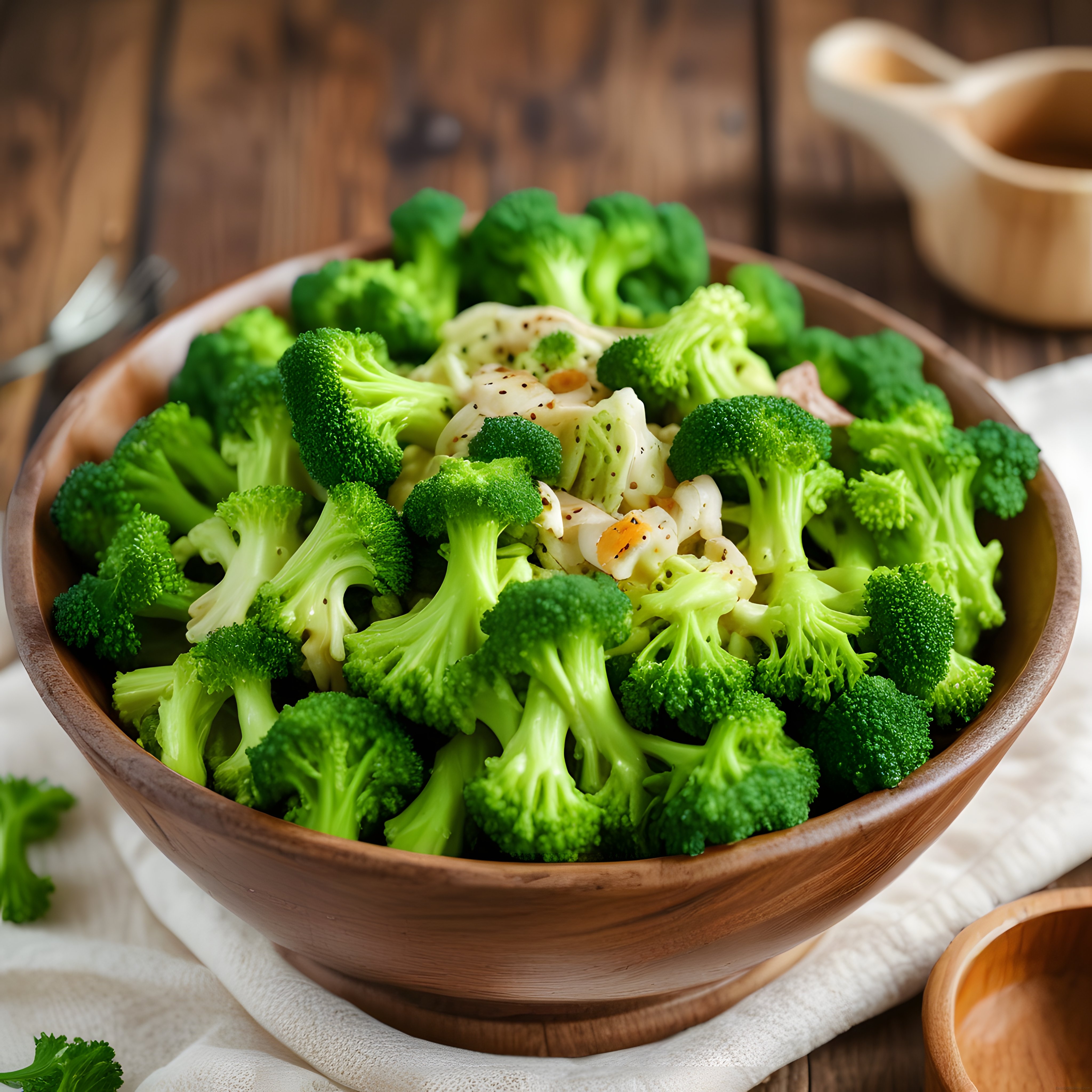 Ahşap Kapta Brokoli Salatası: Peynirli ve Balsamik Soslu Sağlıklı Tarif