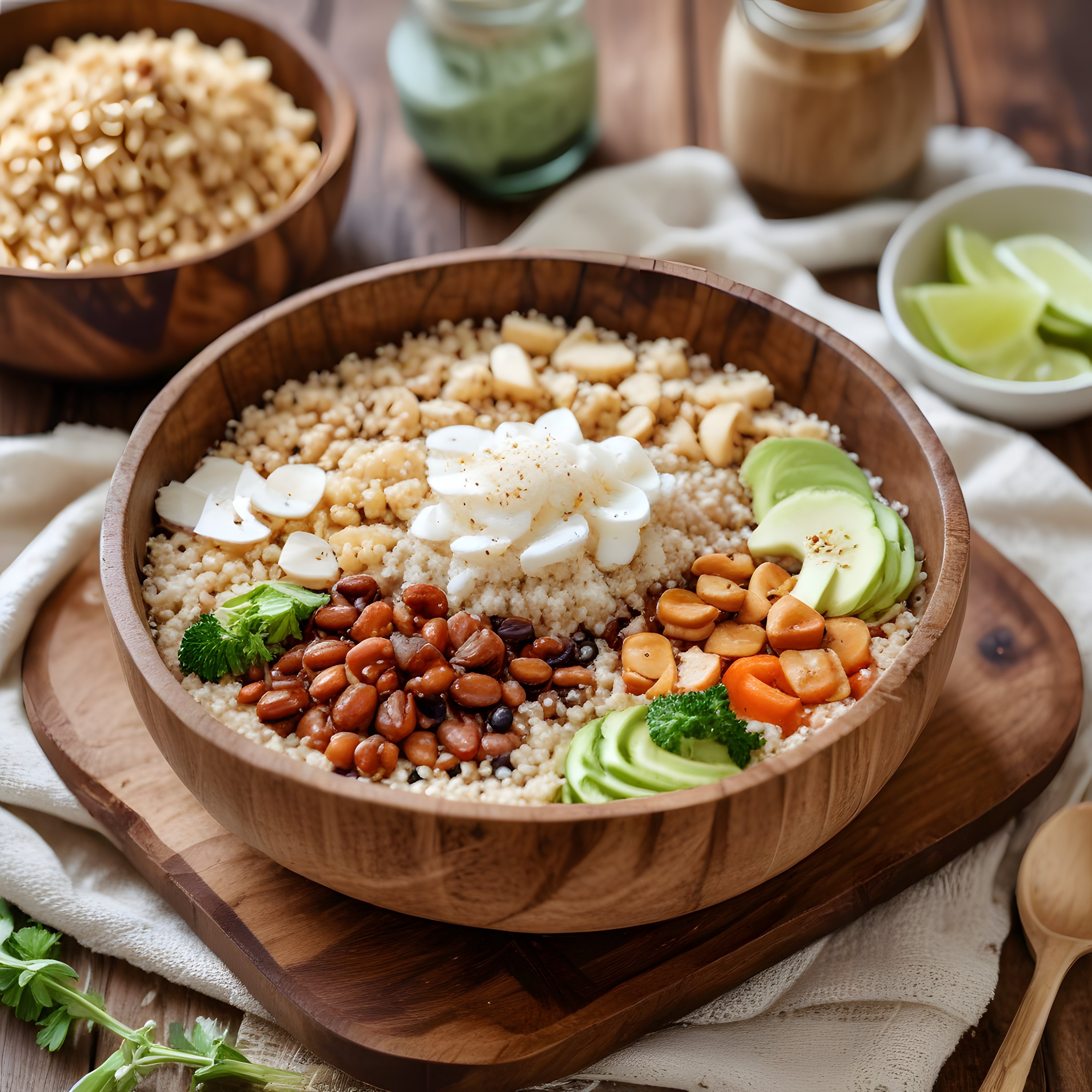 Ahşap Kapta Hazırlanan Besleyici Kuskus Bowl ile Sağlıklı Öğün Fikri