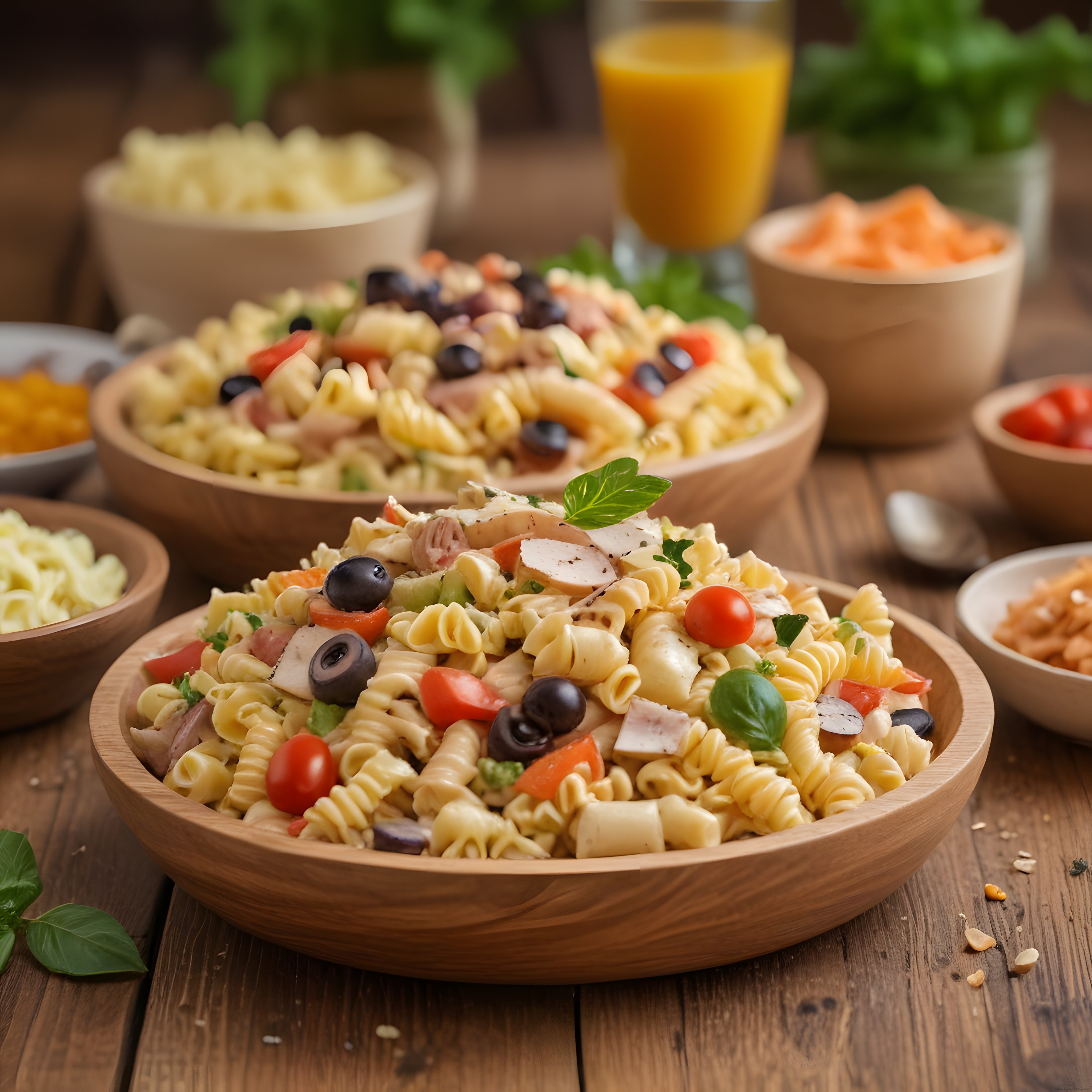 Ahşap Kapta Makarna Salatası: Zeytin, Domates ve Fesleğenli Pratik Yaz Lezzeti