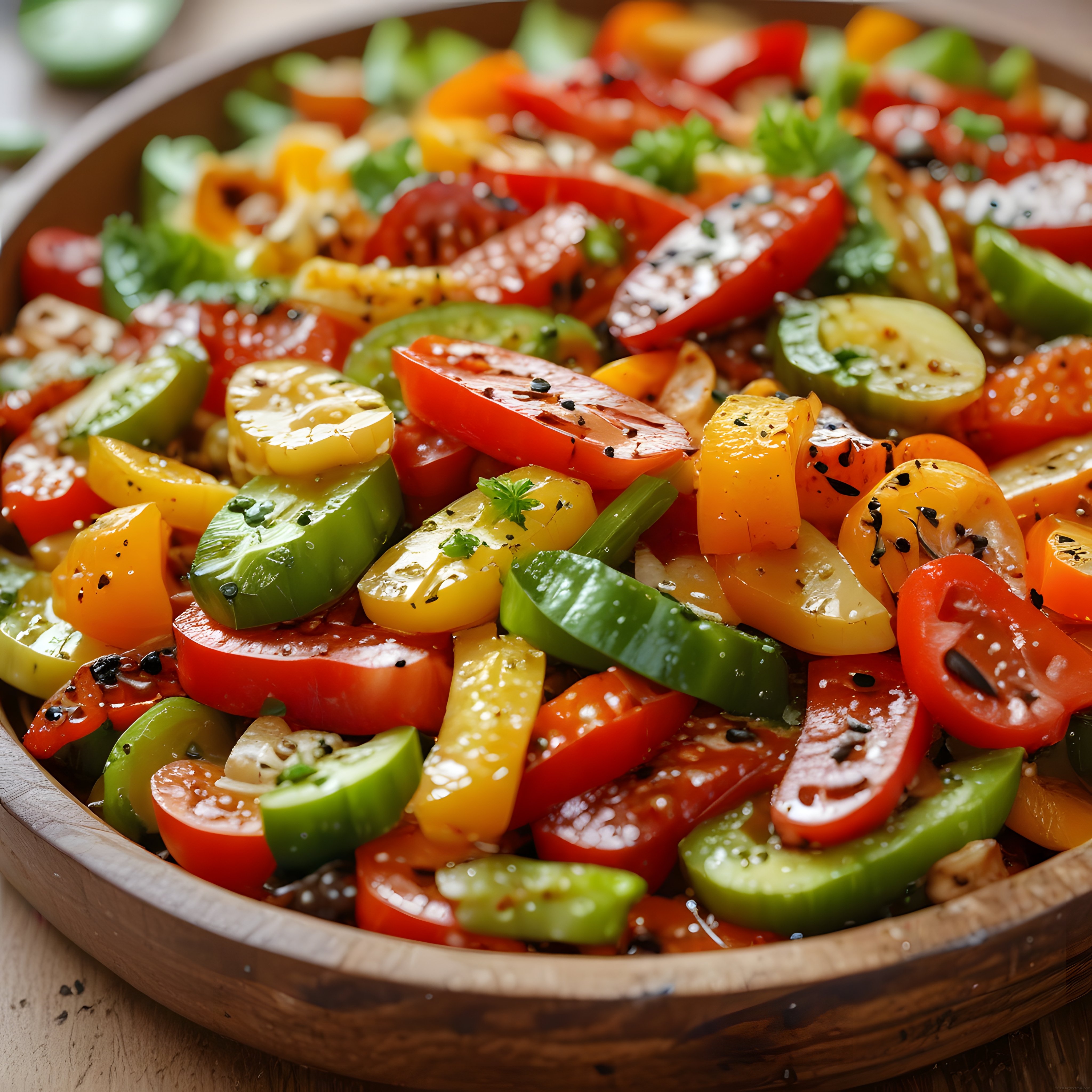 Ahşap Kapta Renkli Domates Salatası: Taze Bahçe Lezzeti ve Sağlık