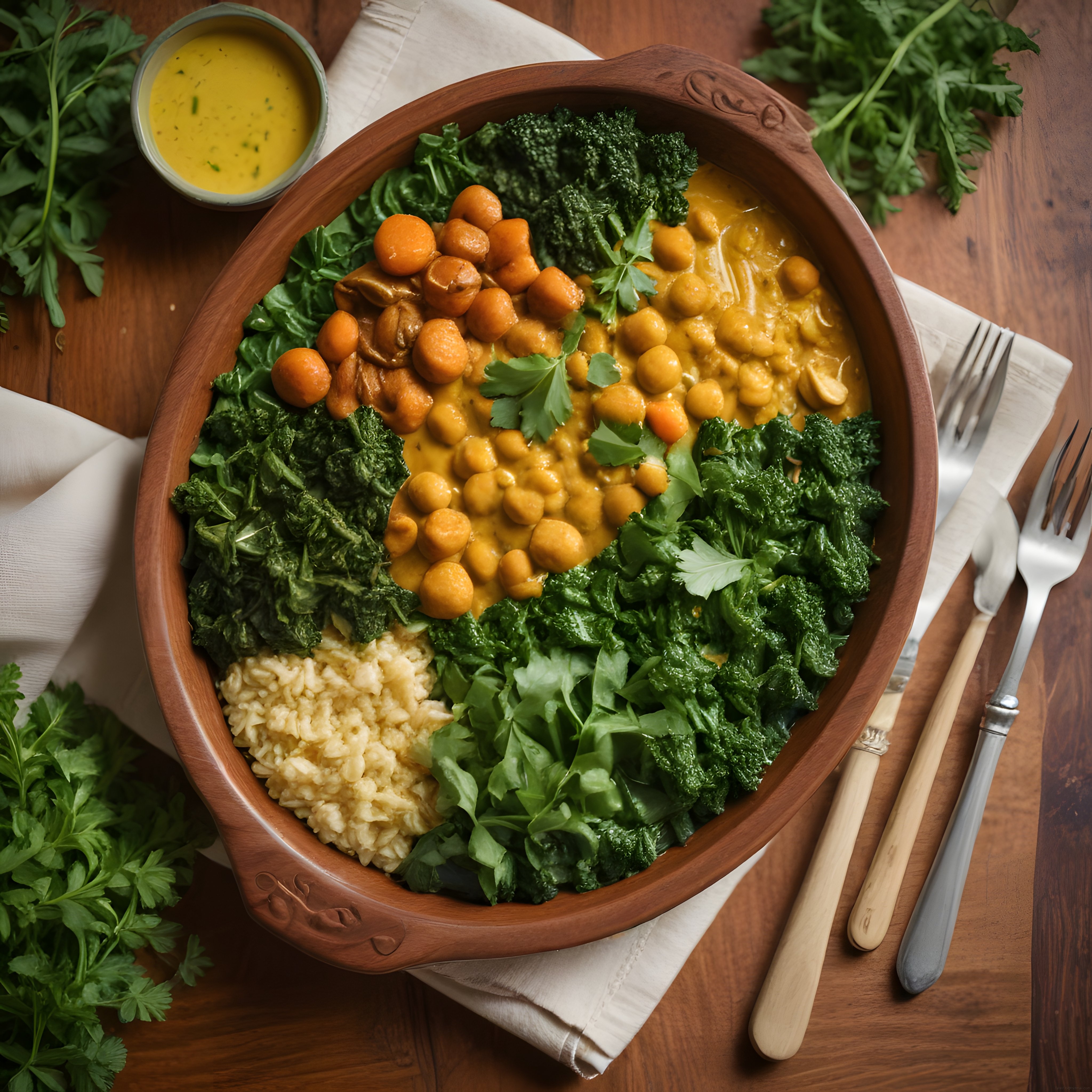 Ahşap kapta servis edilen renkli ve besleyici vegan buddha bowl