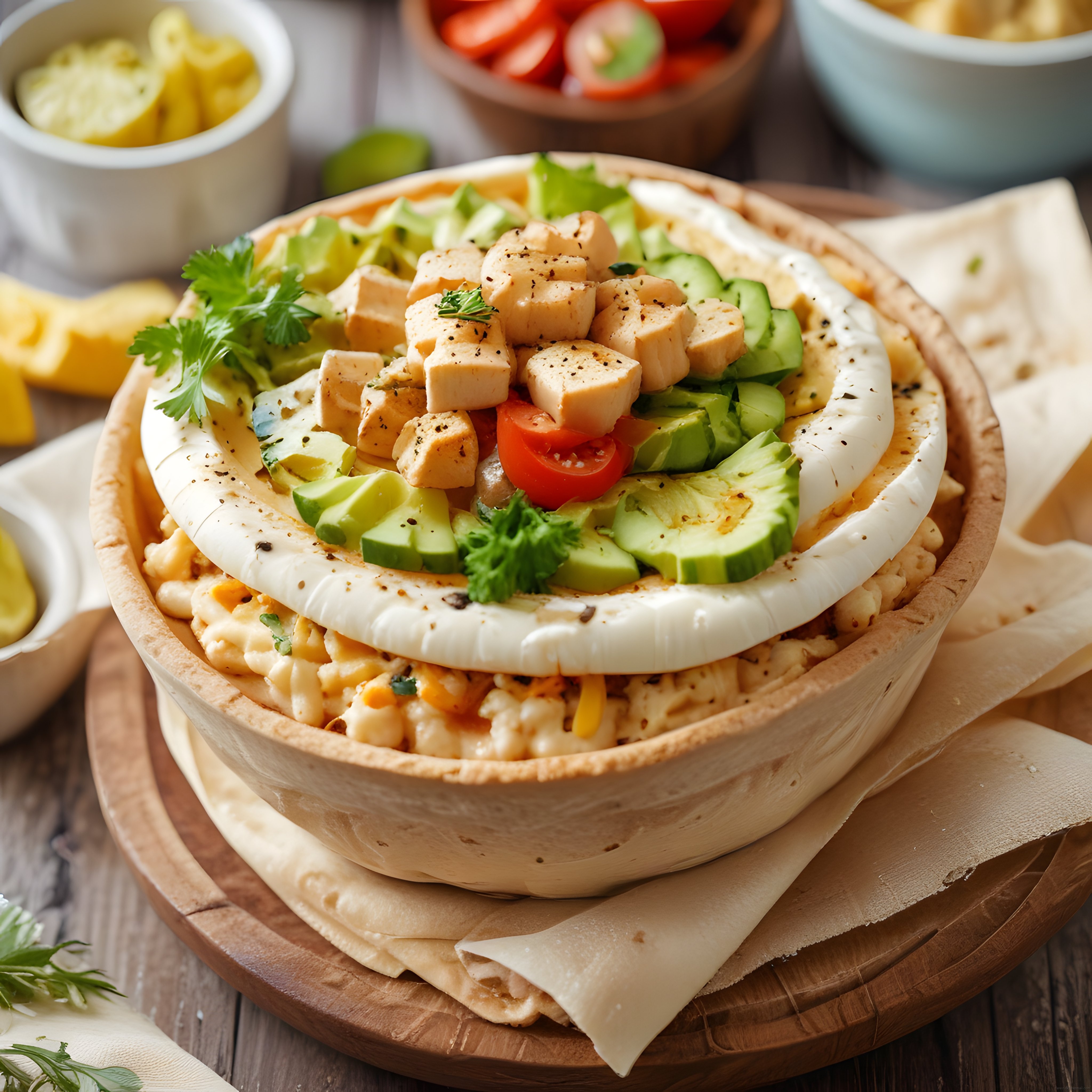 Ahşap Kapta Taze Sebzeli Tavuklu Kase: Sağlıklı Brunch Tarifi Fikri