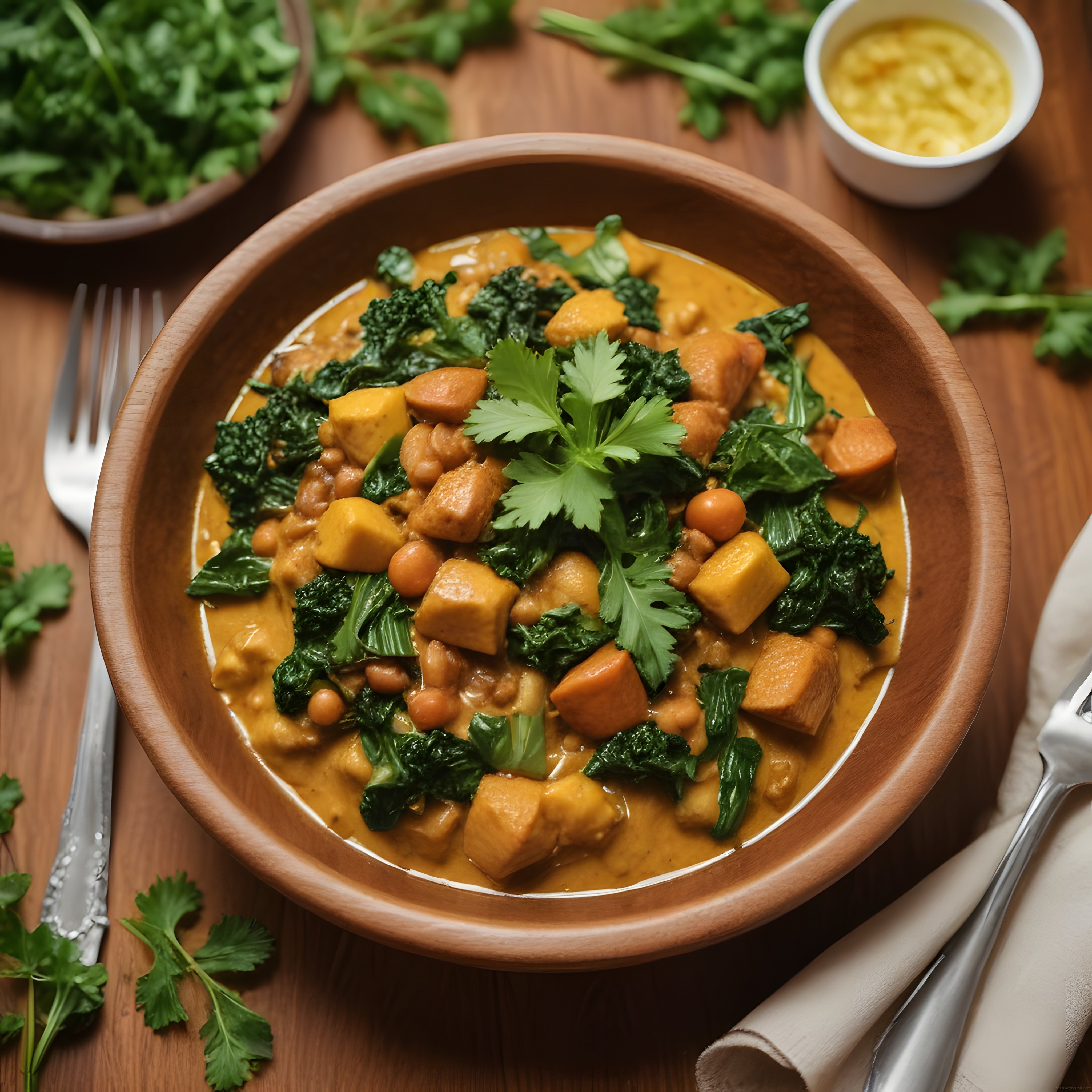 Ahşap Kapta Tofulu Nohutlu Vegan Curry: Sağlıklı Bitki Bazlı Akşam Yemeği Ahşap Kapta Tofulu Nohutlu Vegan Curry: Sağlıklı Bitki Bazlı Akşam Yemeği