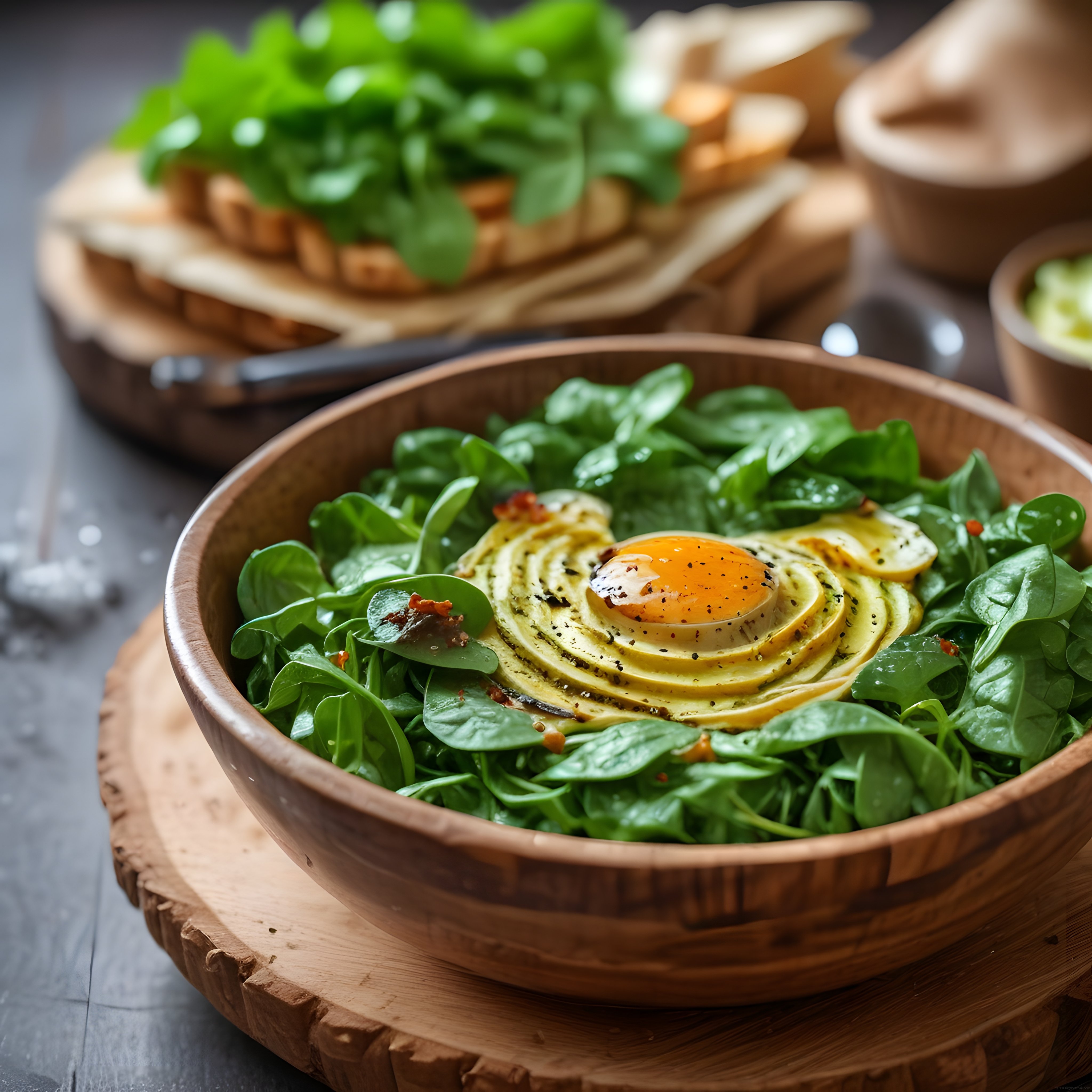 Ahşap Kasede Avokado ve Yumurtalı Ispanaklı Sağlıklı Bowl Tarifi