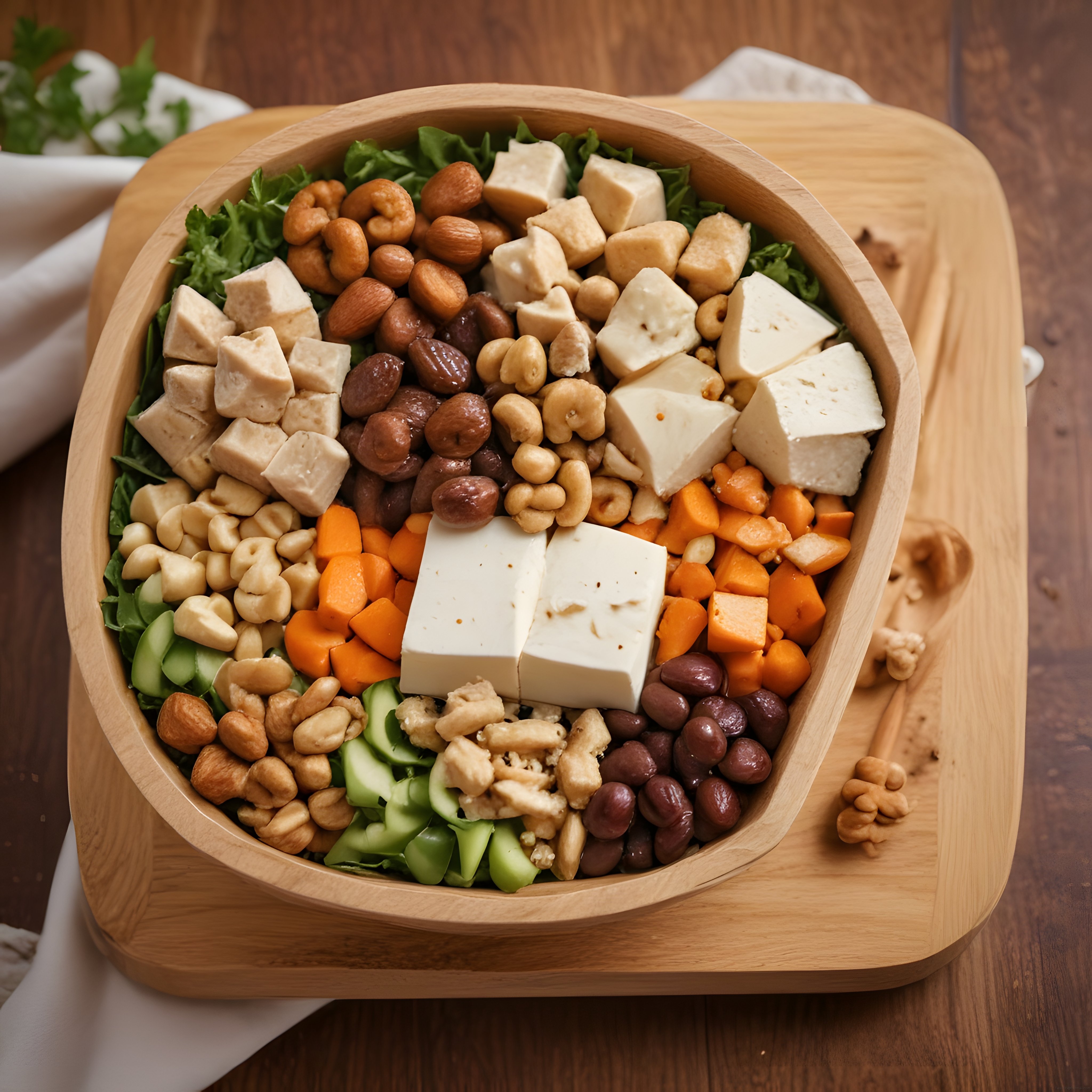Ahşap Kâsede Besleyici Power Bowl Salata ve Sağlıklı Yaşam Konsepti