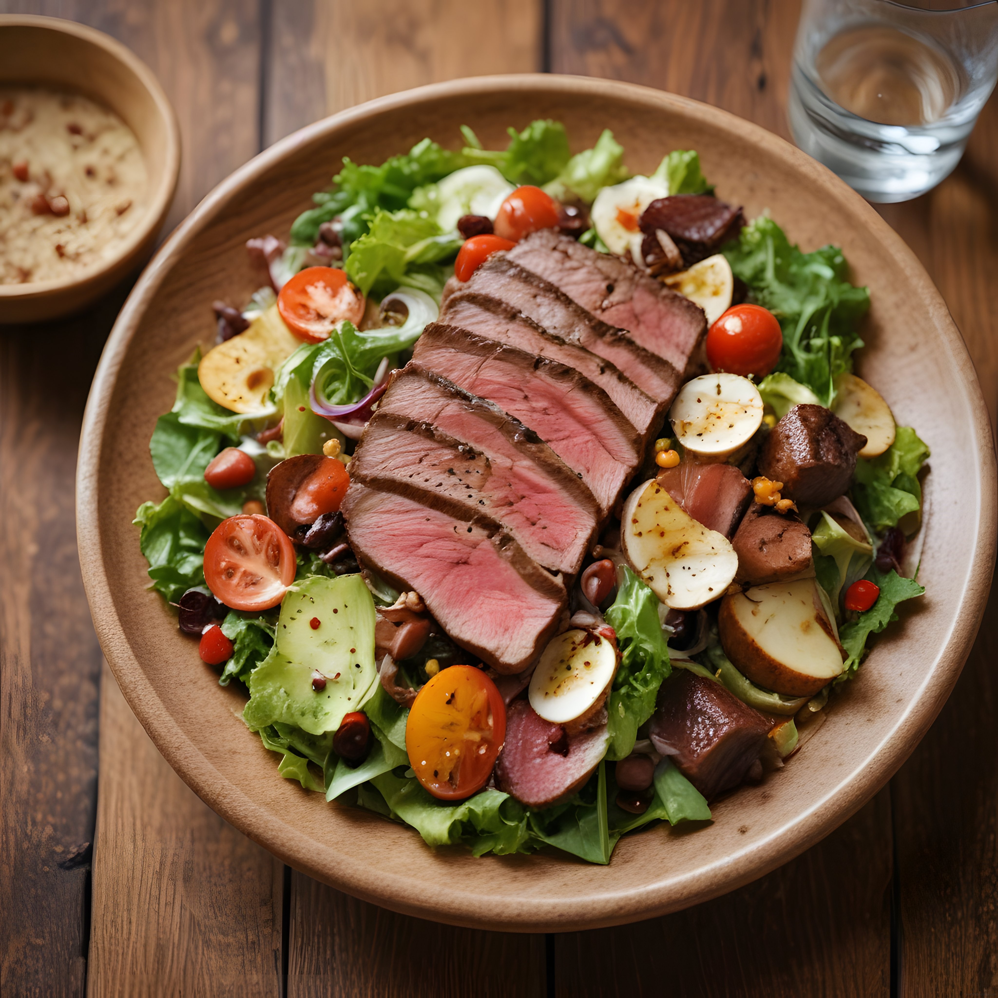 Ahşap Kasede Dana Biftekli Gourmet Salata Tarifi ve Sunum Önerisi