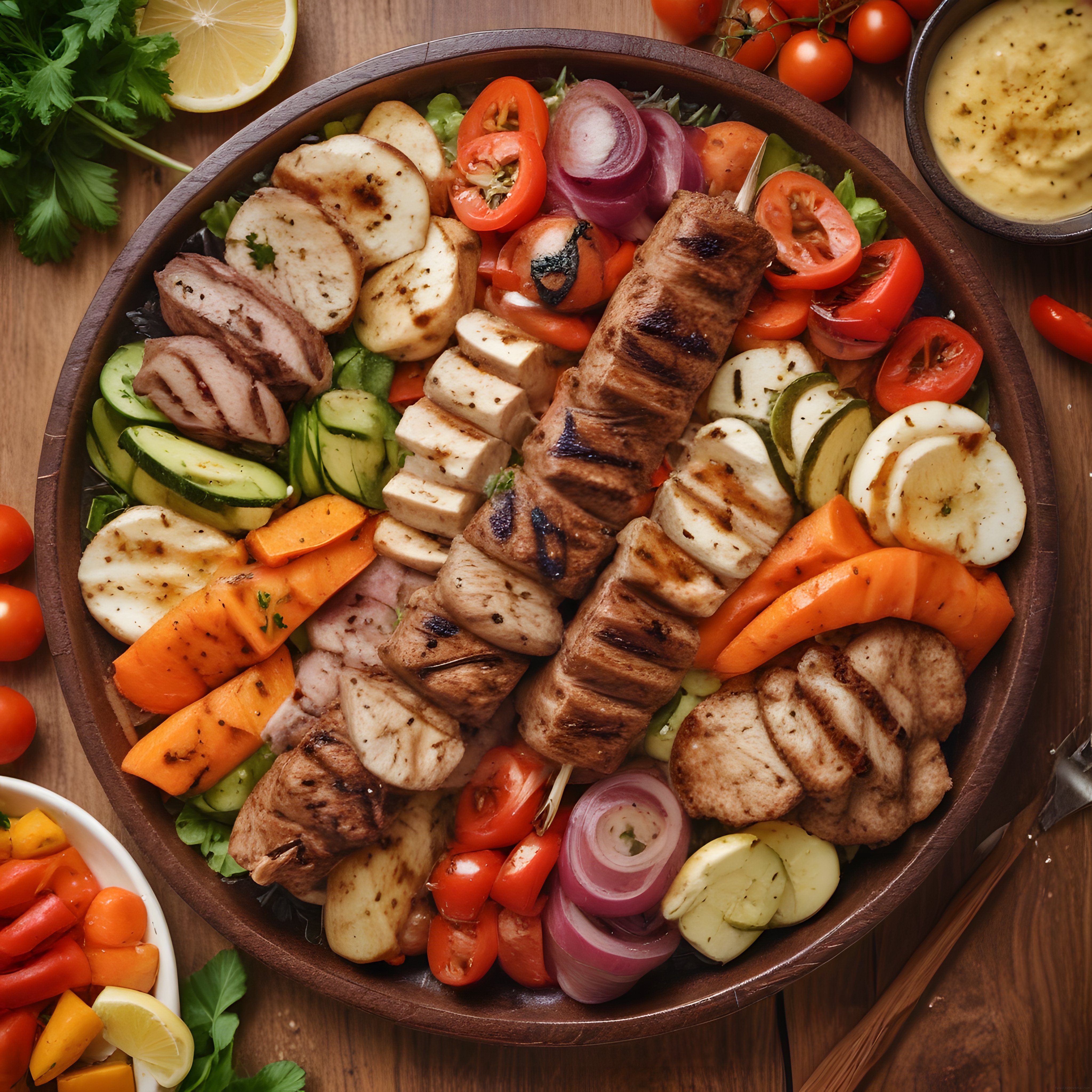 Ahşap Kasede Izgara Et ve Sebze Karışımı: Sağlıklı Protein Dolu Lezzetli Öğün