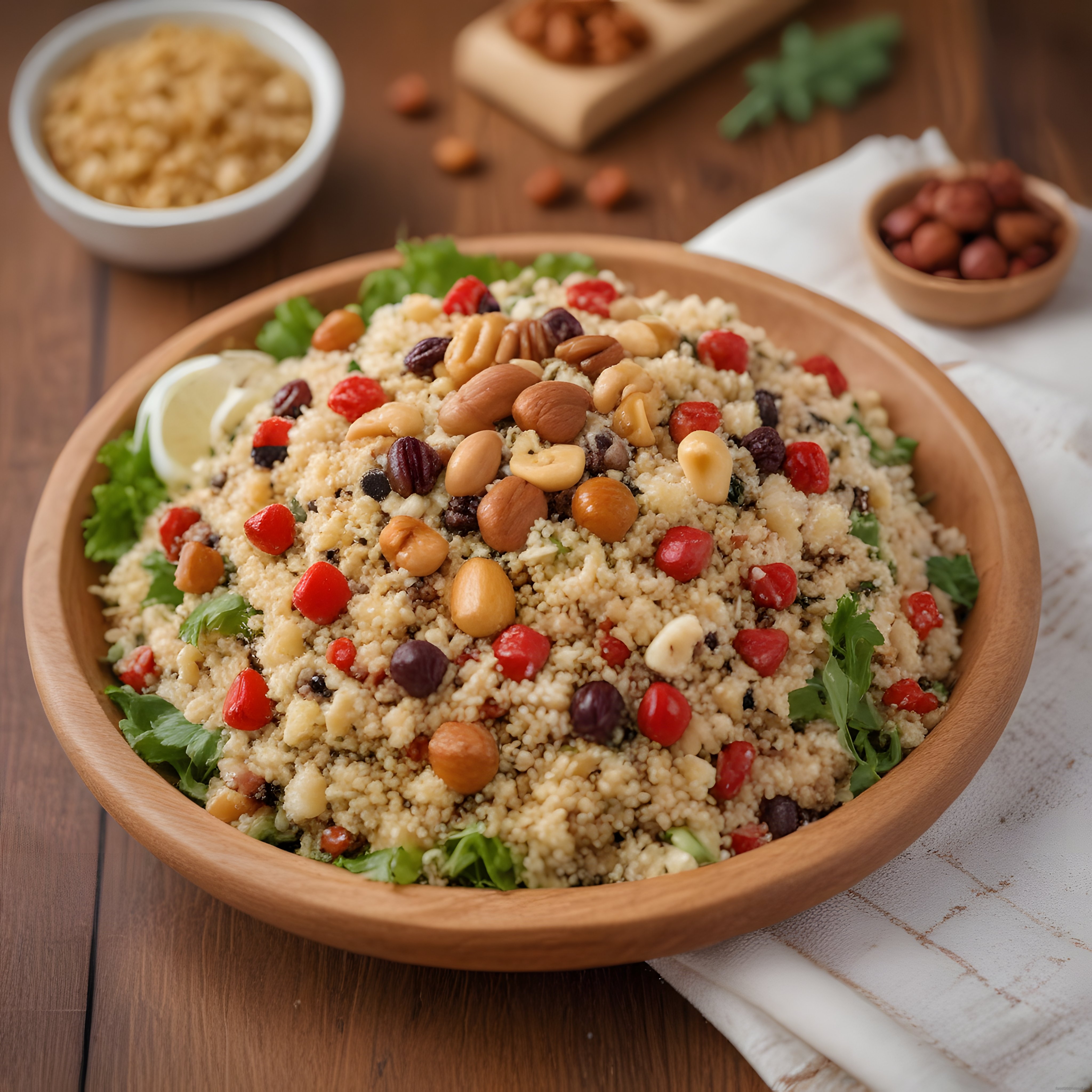 Ahşap Kasede Kuskus Salatası: Nar ve Kuruyemişli Sağlıklı Lezzet