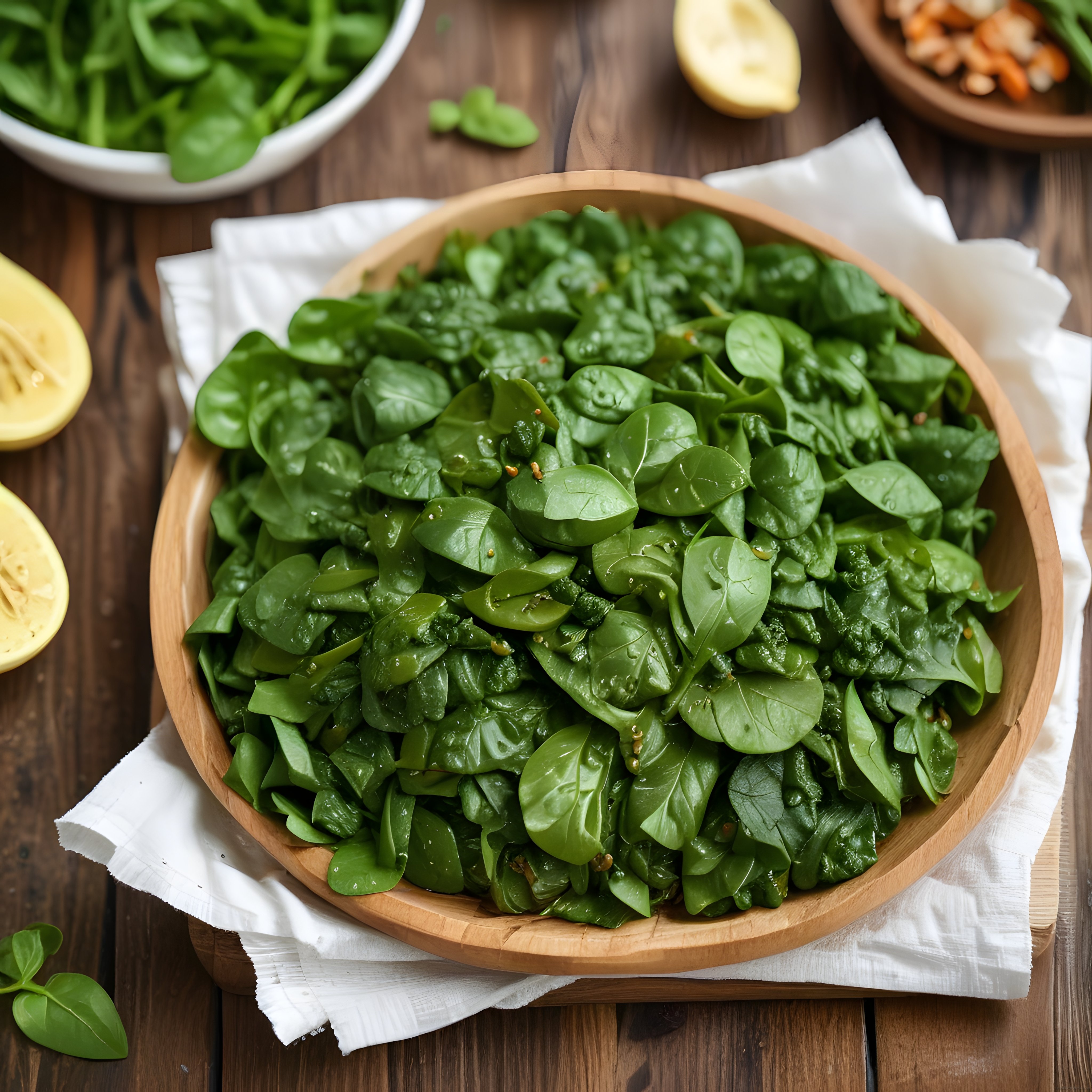 Ahşap Kasede Limonlu Taze Ispanak Salatası ve Sağlıklı Beslenme
