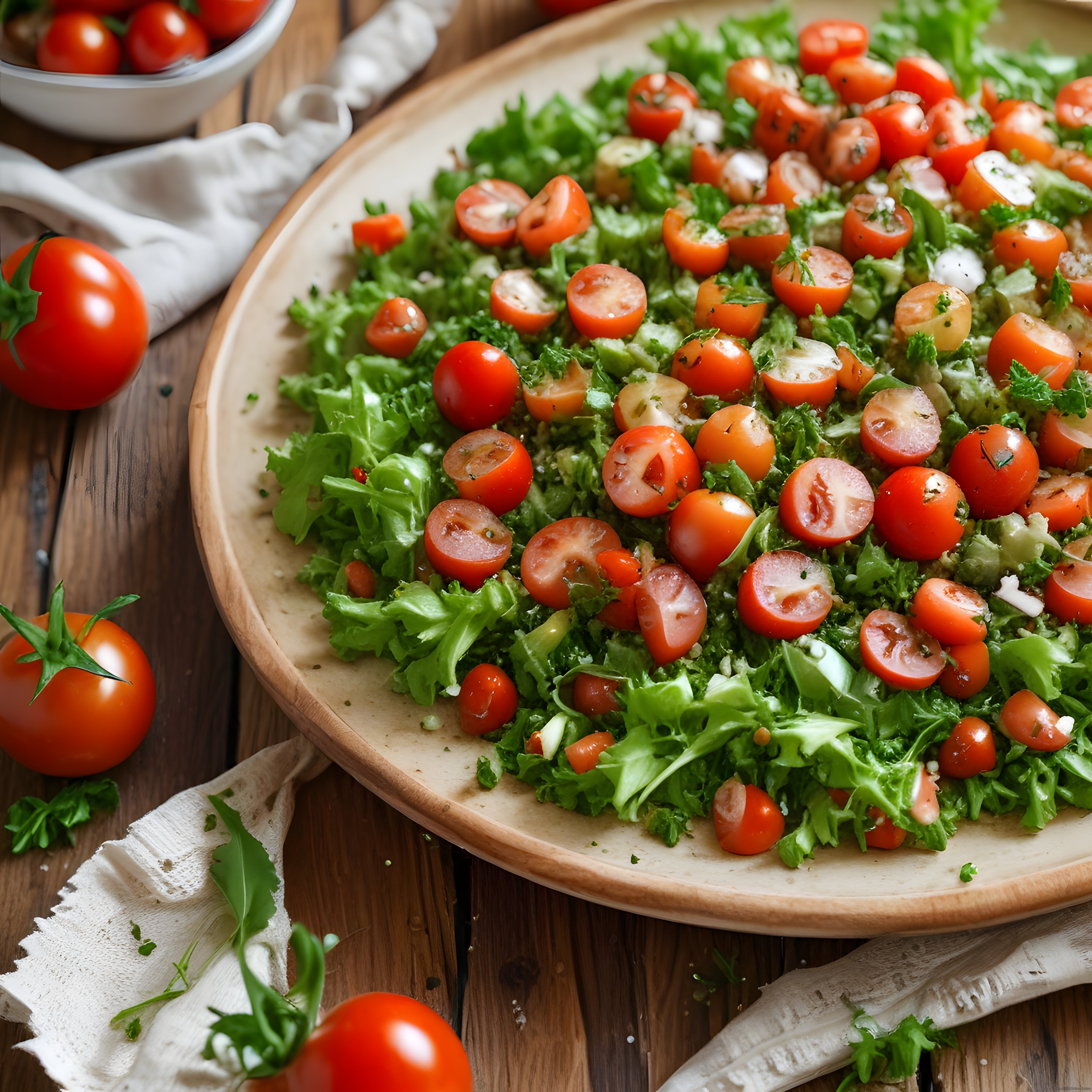 Ahşap Kasede Renkli Domatesli Taze Yeşil Salata Sunumu ve Tarif İpuçları