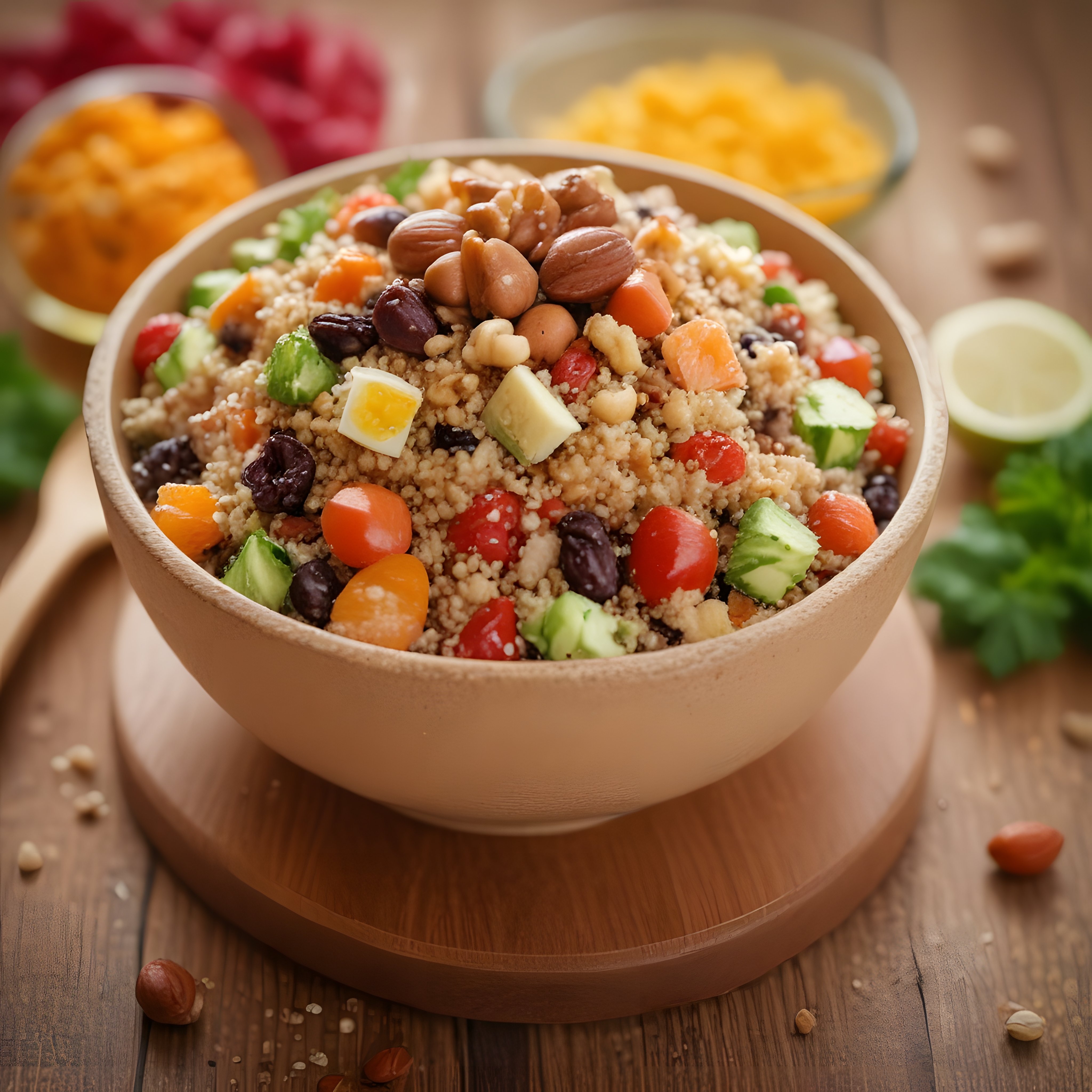 Ahşap Kasede Renkli Kinoa Salatası: Sağlıklı ve Besleyici Bowl Tarifi