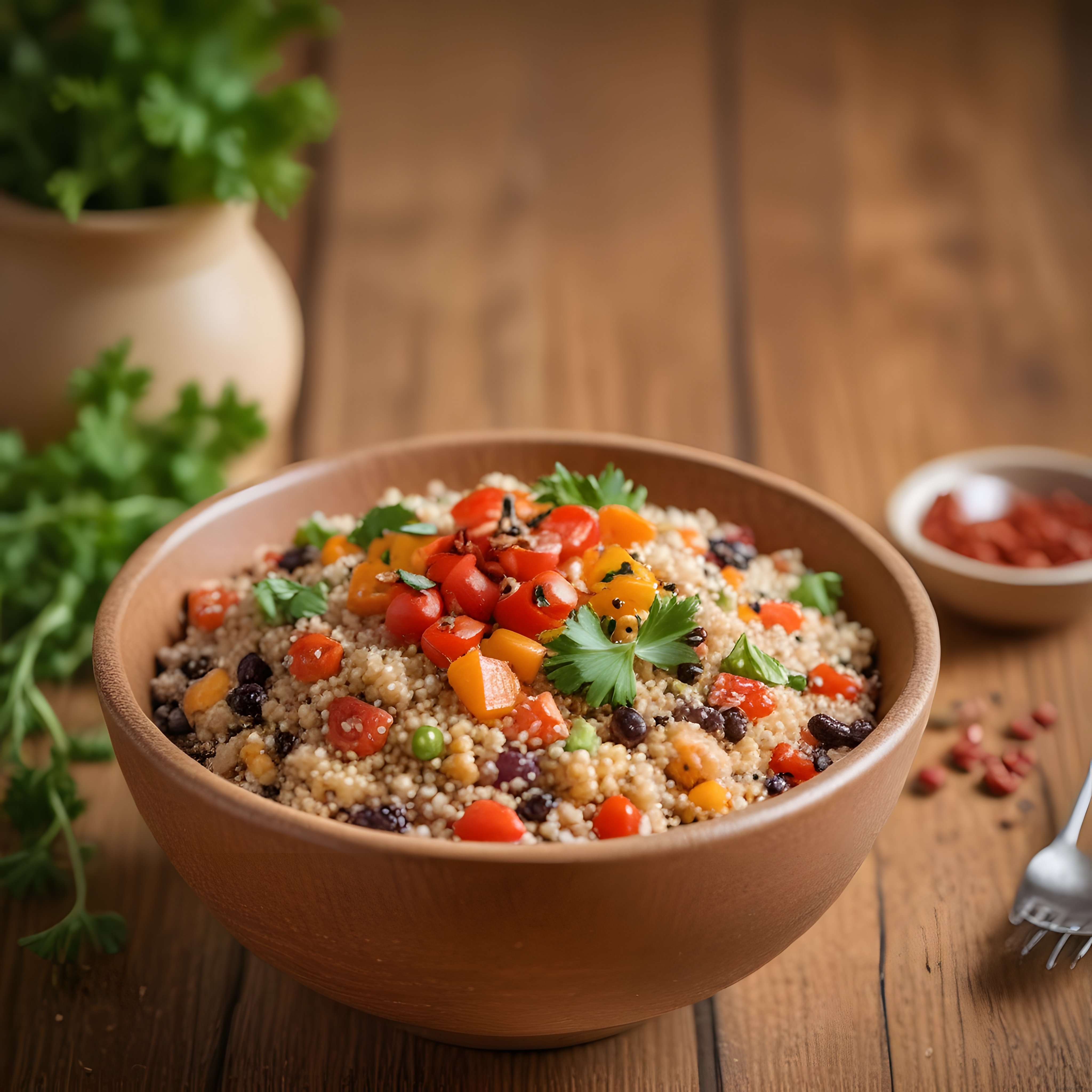 Ahşap Kasede Renkli Kinoa Salatası: Sağlıklı ve Besleyici Tahıl Bowl Tarifi