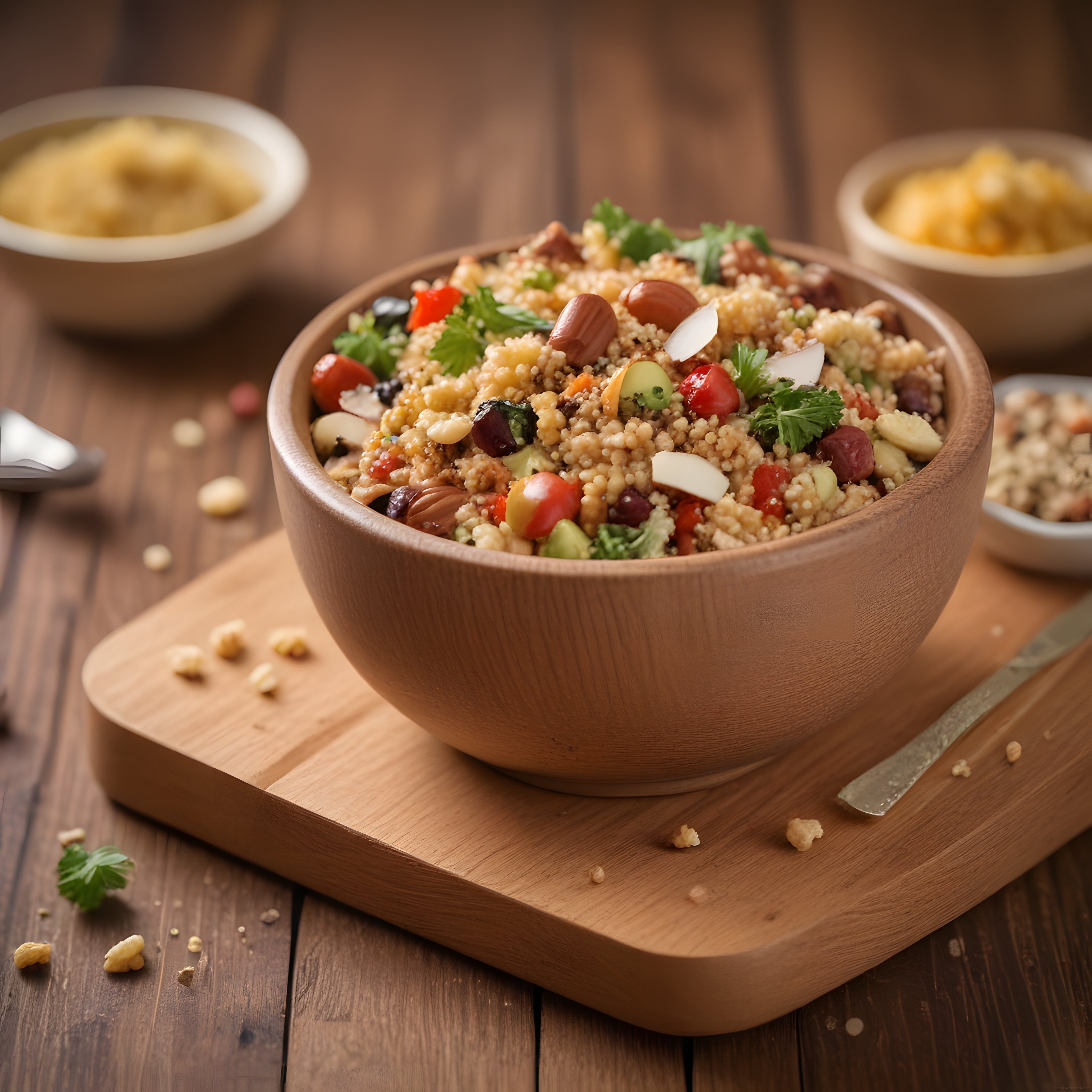 Ahşap Kasede Renkli Kuskus Salatası ile Sağlıklı ve Lezzetli Bir Öğün