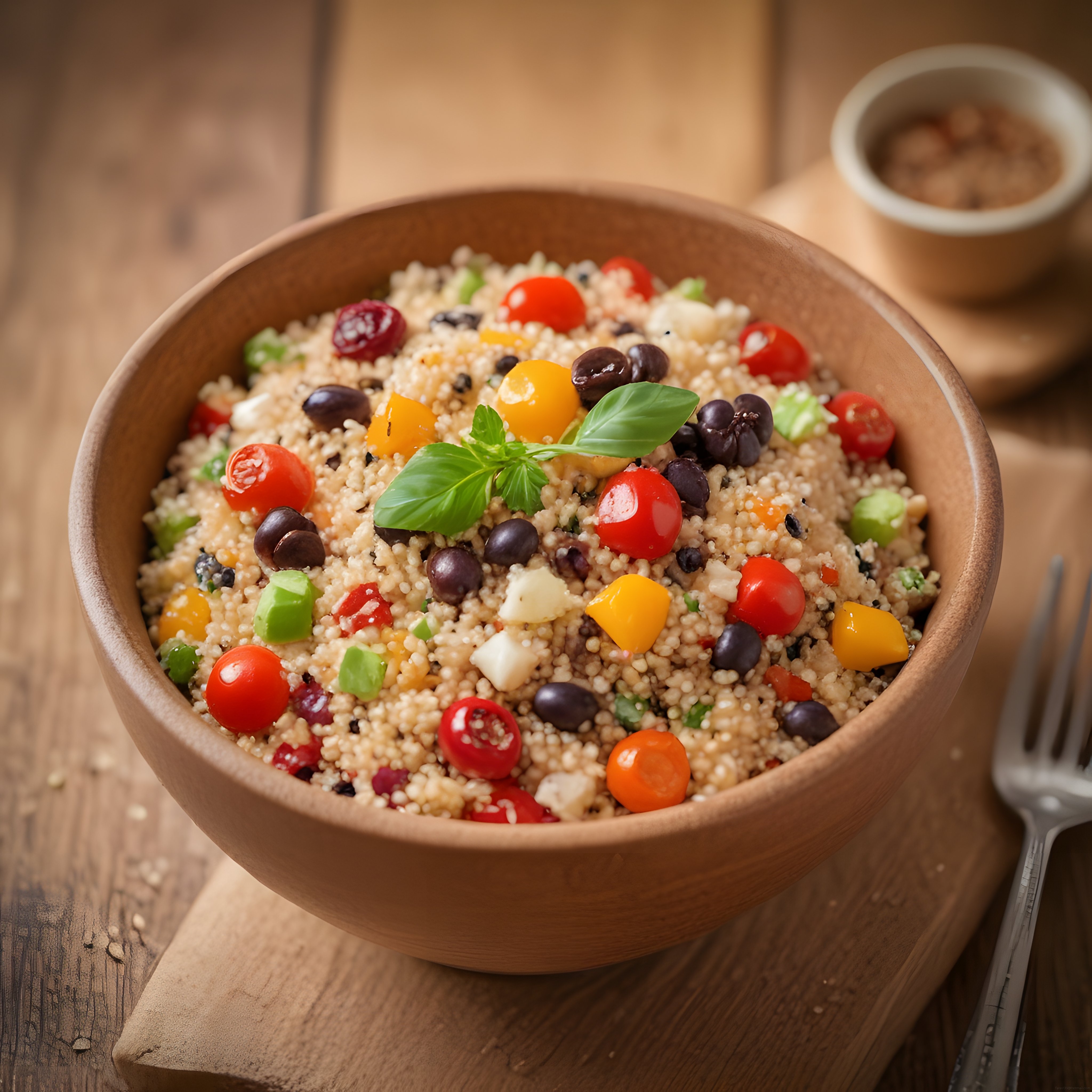 Ahşap Kasede Renkli Kuskus Salatası ile Sağlıklı ve Lezzetli Bir Öğün