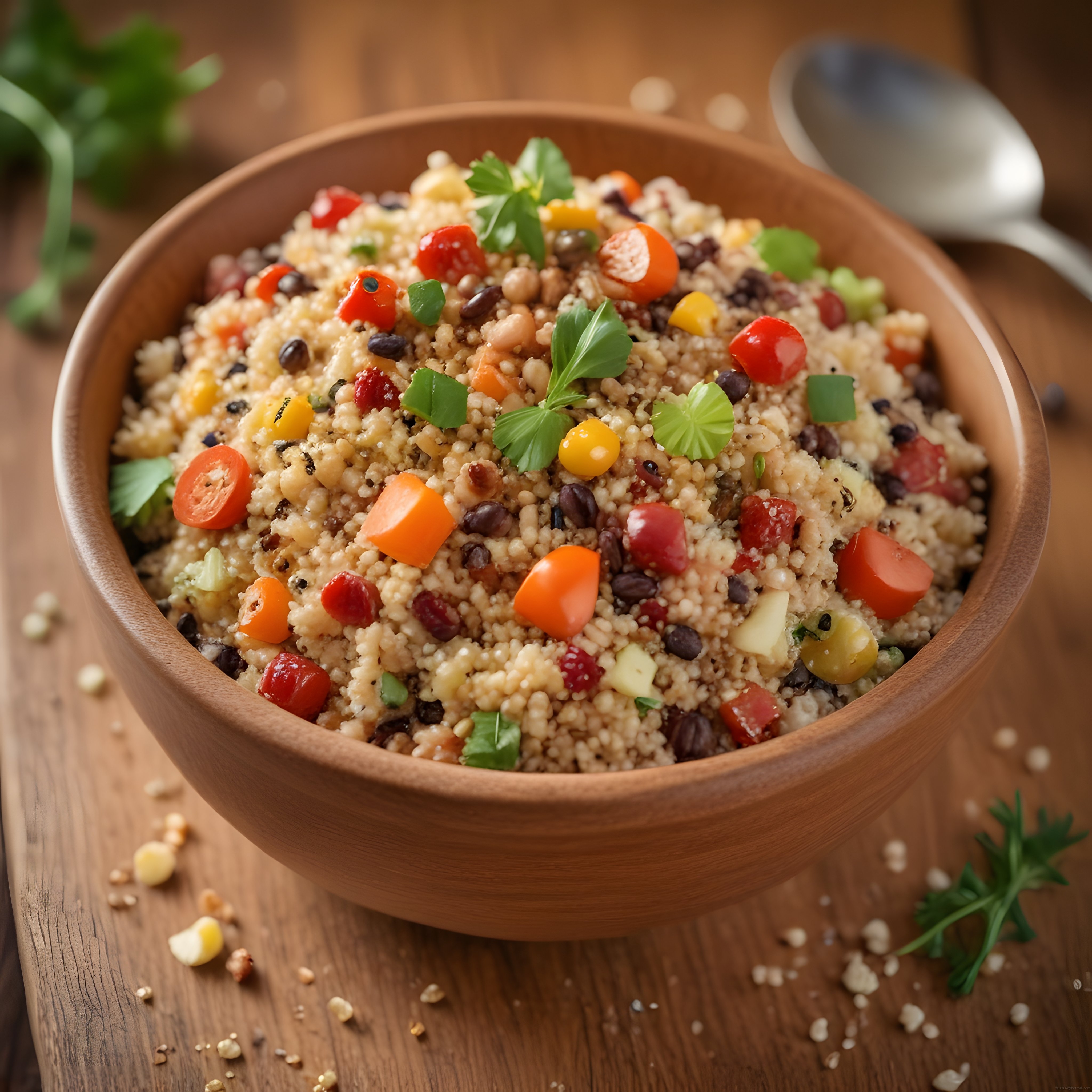 Ahşap Kasede Renkli Kuskus Salatası: Sağlıklı ve Besleyici Vegan Tarif