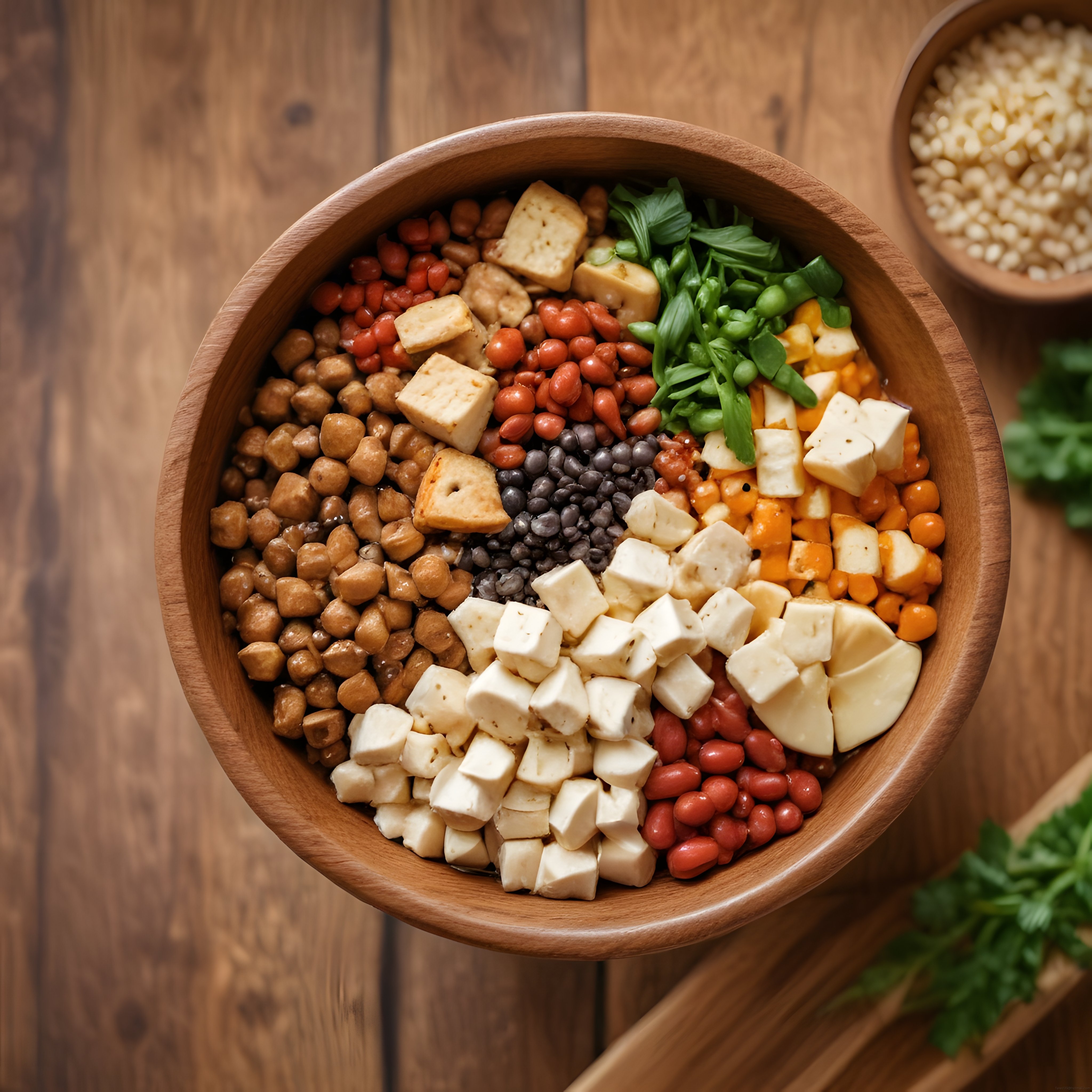 Ahşap Kasede Renkli Protein Kasesi: Sağlıklı ve Besleyici Bowl