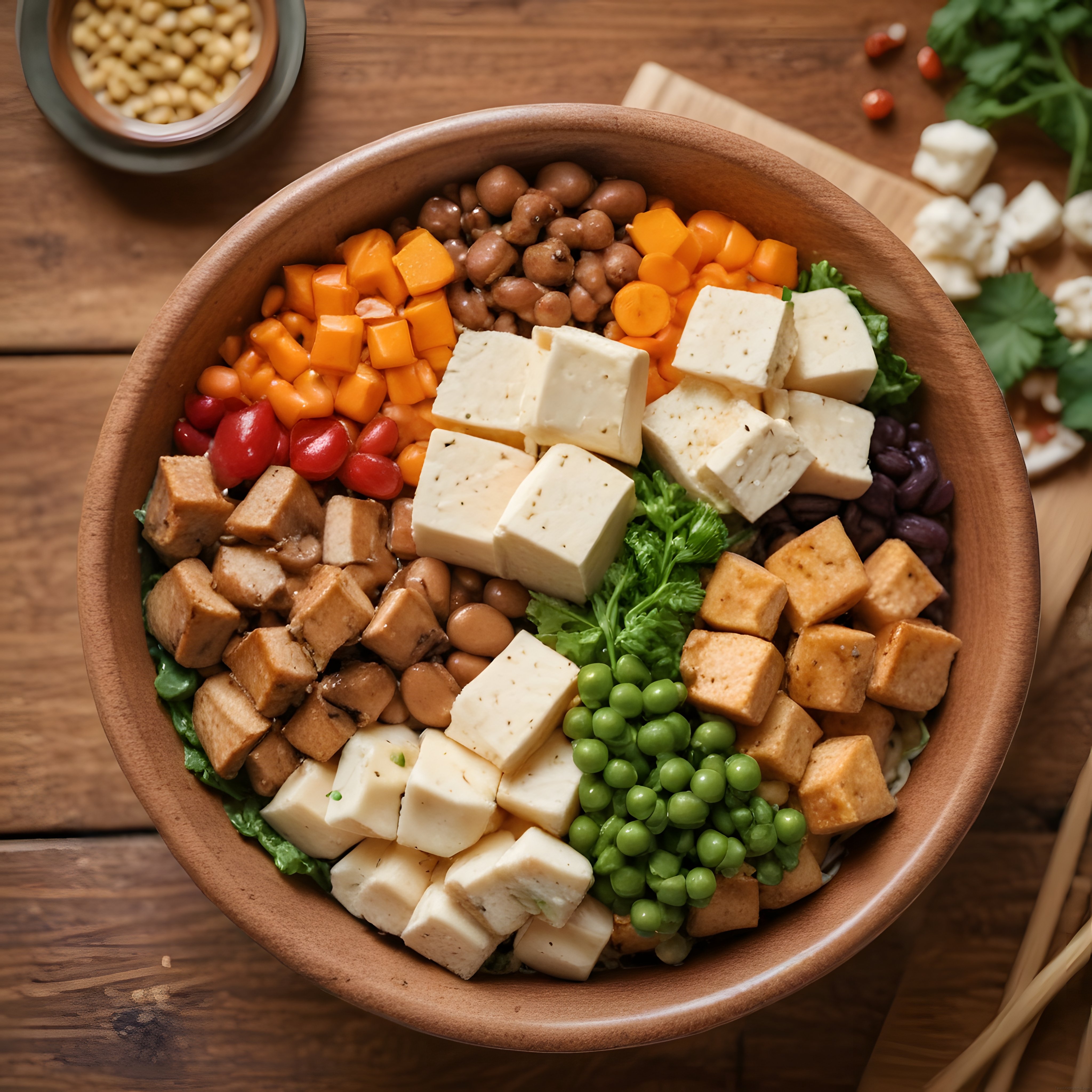 Ahşap Kasede Renkli ve Sağlıklı Proteinli Buddha Bowl Tarifi ve Sunumu