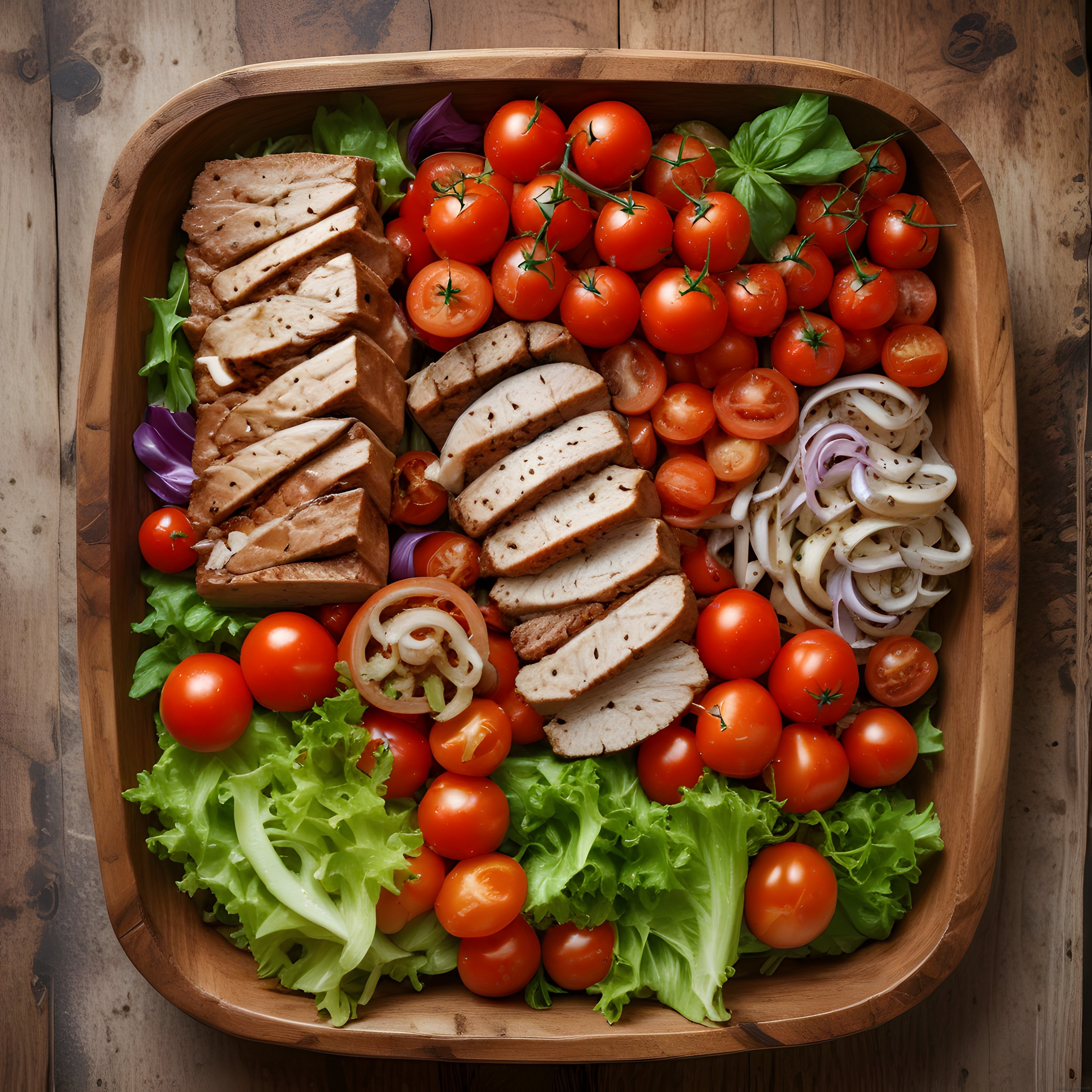 Ahşap Kasede Tavuklu Salata: Besleyici ve Renkli Protein Kasesi Tarifi