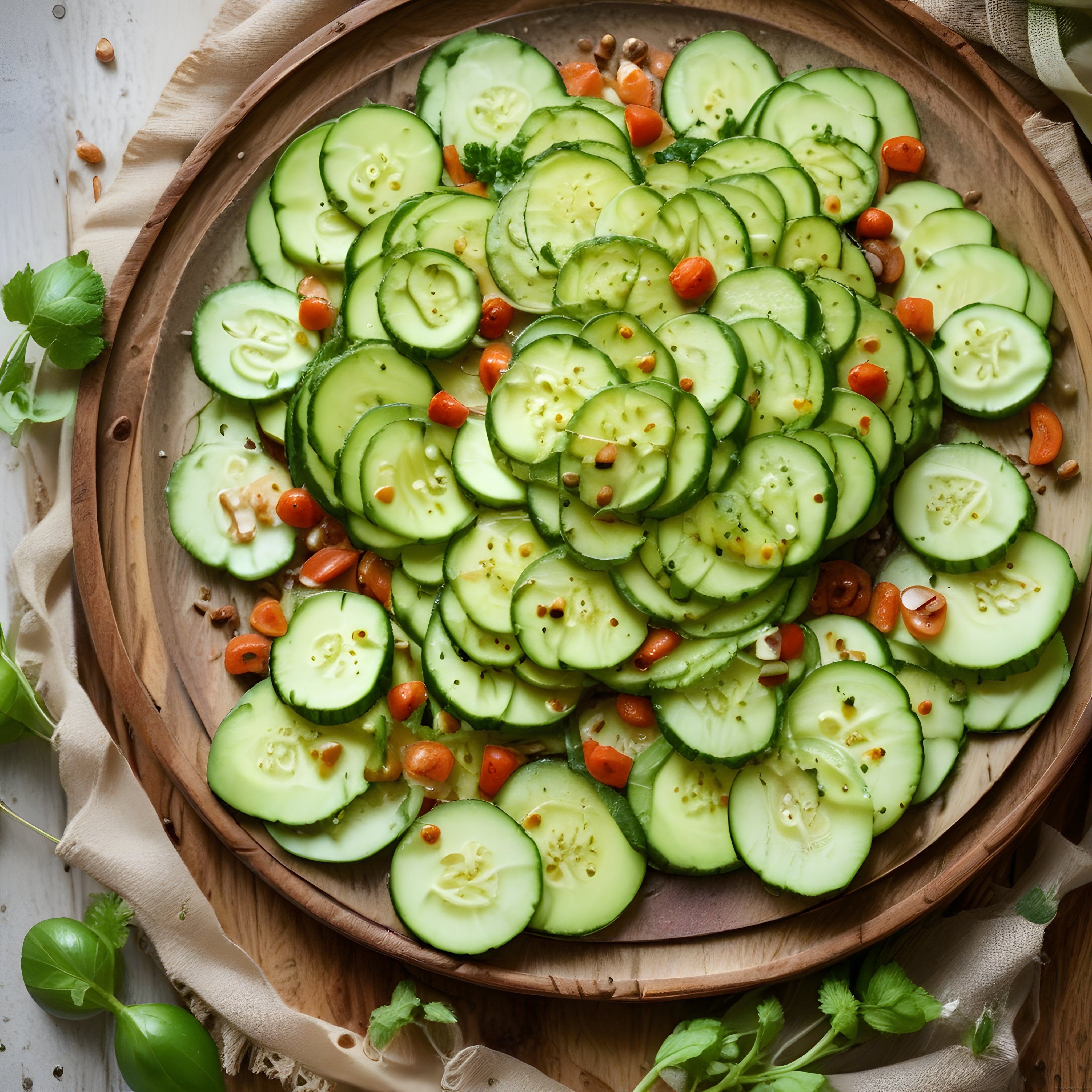 Ahşap Kasede Taze Salatalık Dilimli Salata Tarifi: Besleyici ve Kolay