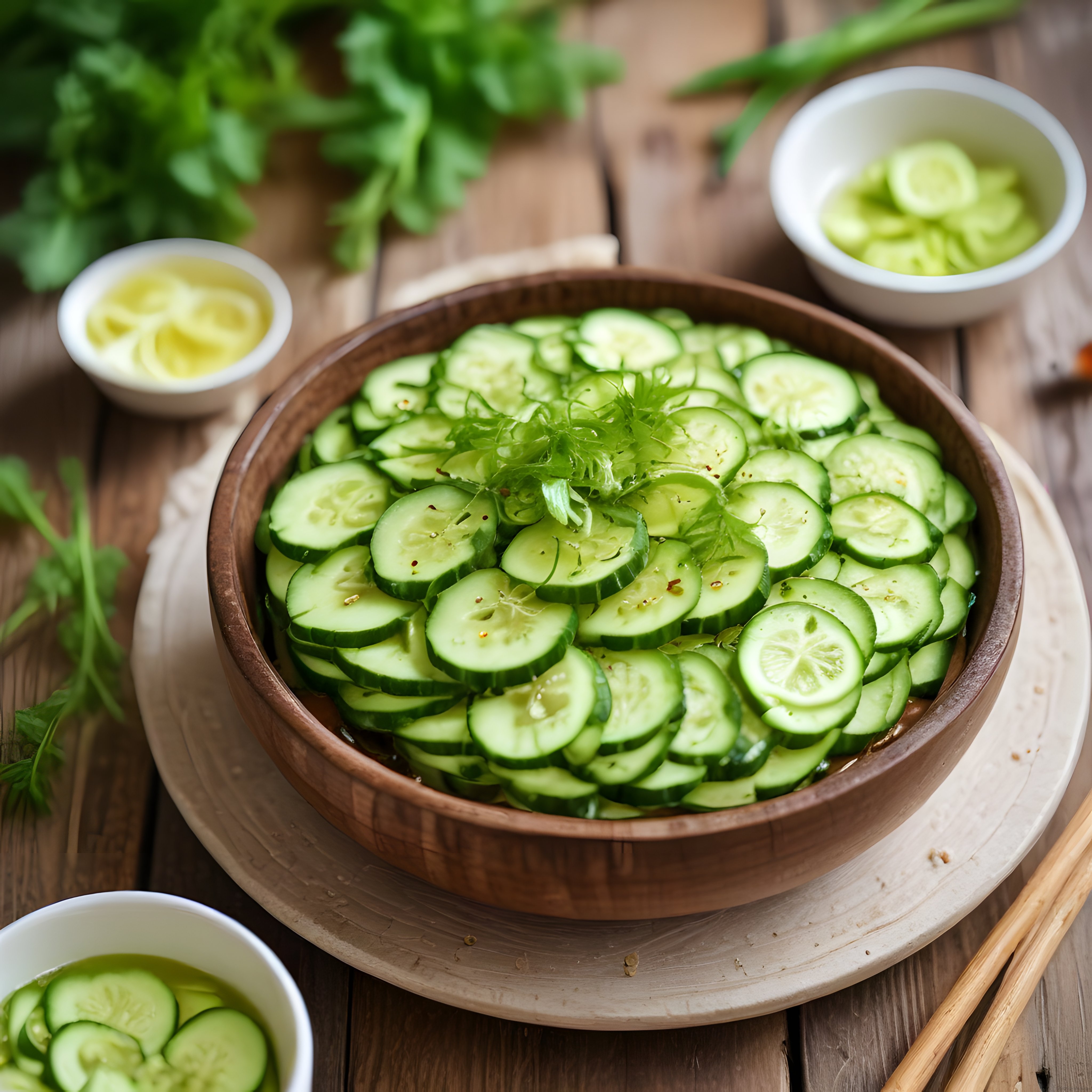 Ahşap Kasede Taze Salatalık Salatası: Sağlıklı ve Ferahlatıcı Yaz Tarifi