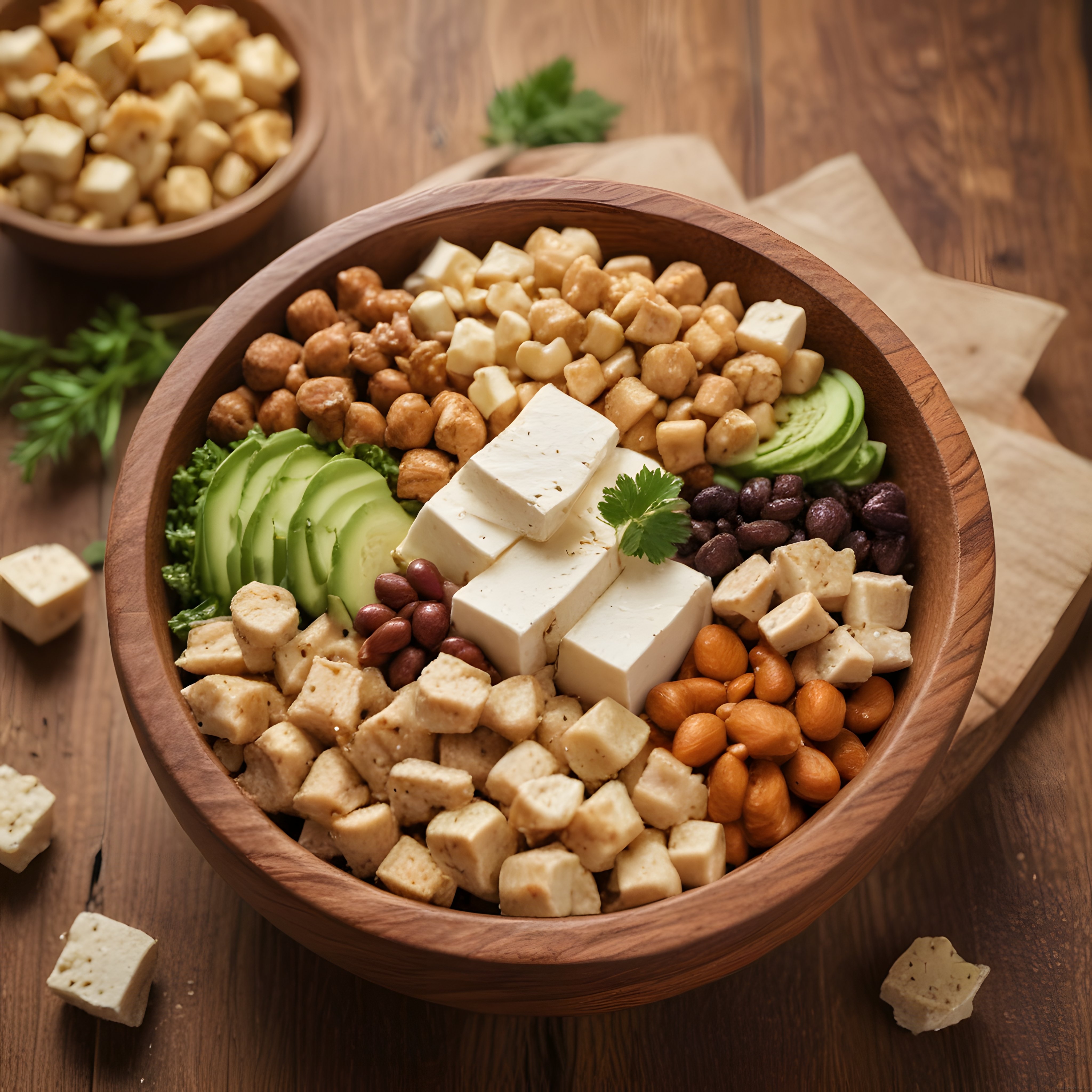 Ahşap Kasede Tofu ve Avokadolu Vegan Protein Kasesi ile Sağlıklı Sunum