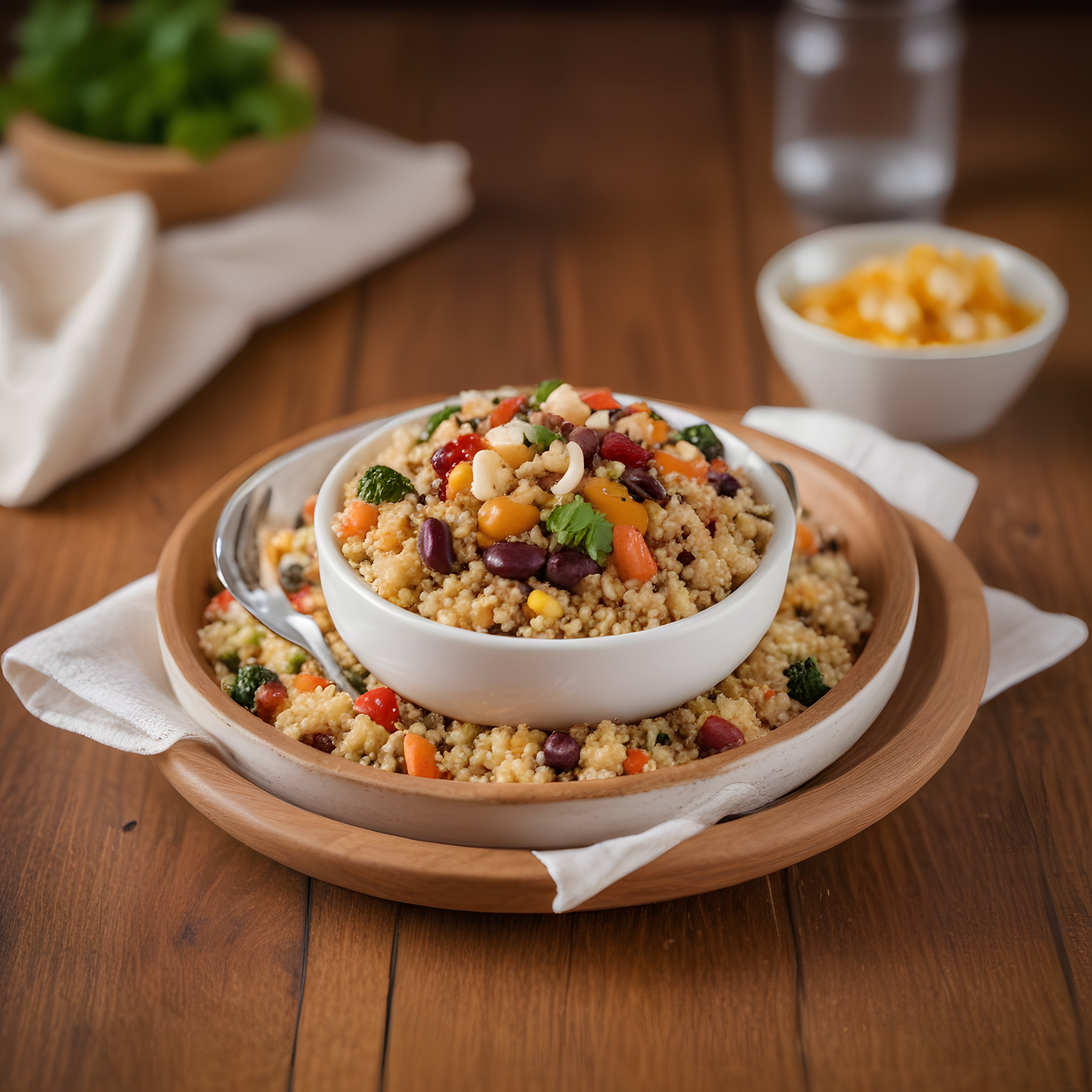 Ahşap Masada Göz Alıcı Kinoa Salatası: Sağlıklı ve Besleyici Vegan Tarif